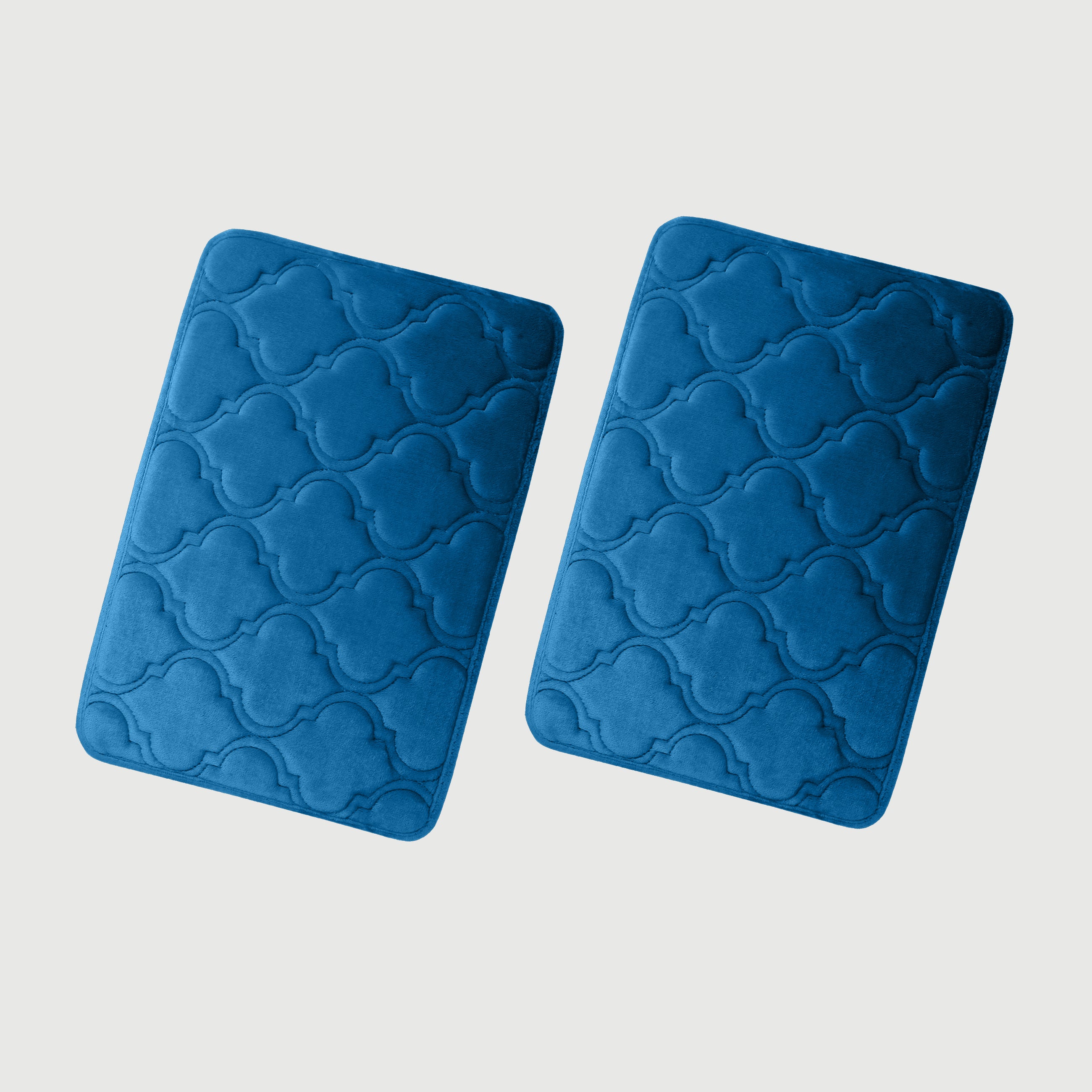 HOUSSE Microfiber Pure Comfort 300 GSM Flannel +15MM Memory Form +3D Striped Mesh Bath Mats, Non-Slip, Quick Absorbent, 40 x 60 cm Rugs,Floor Mats | Versatile Usage. (Set of 2)