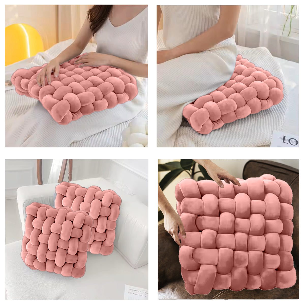 HOUSSE Chunky Knit Cushion | Soft Plush Woven Throw Pillow for Sofa & Bed
