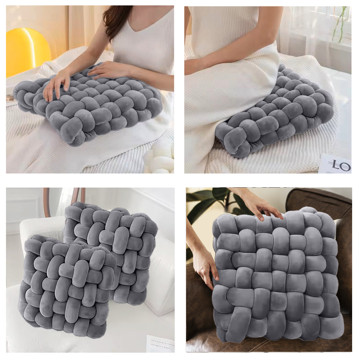 HOUSSE Chunky Knit Cushion | Soft Plush Woven Throw Pillow for Sofa & Bed