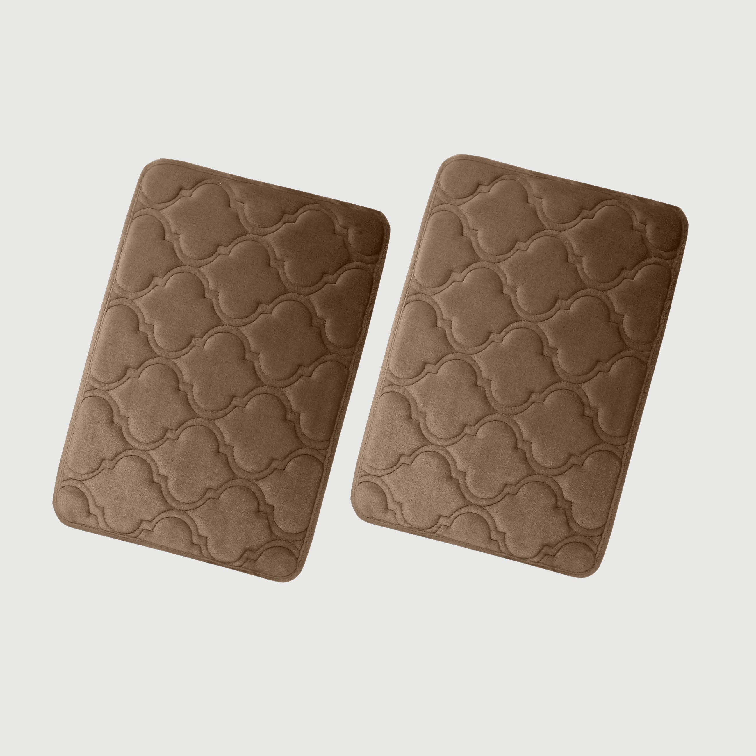 HOUSSE Microfiber Pure Comfort 300 GSM Flannel +15MM Memory Form +3D Striped Mesh Bath Mats, Non-Slip, Quick Absorbent, 40 x 60 cm Rugs,Floor Mats | Versatile Usage. (Set of 2)