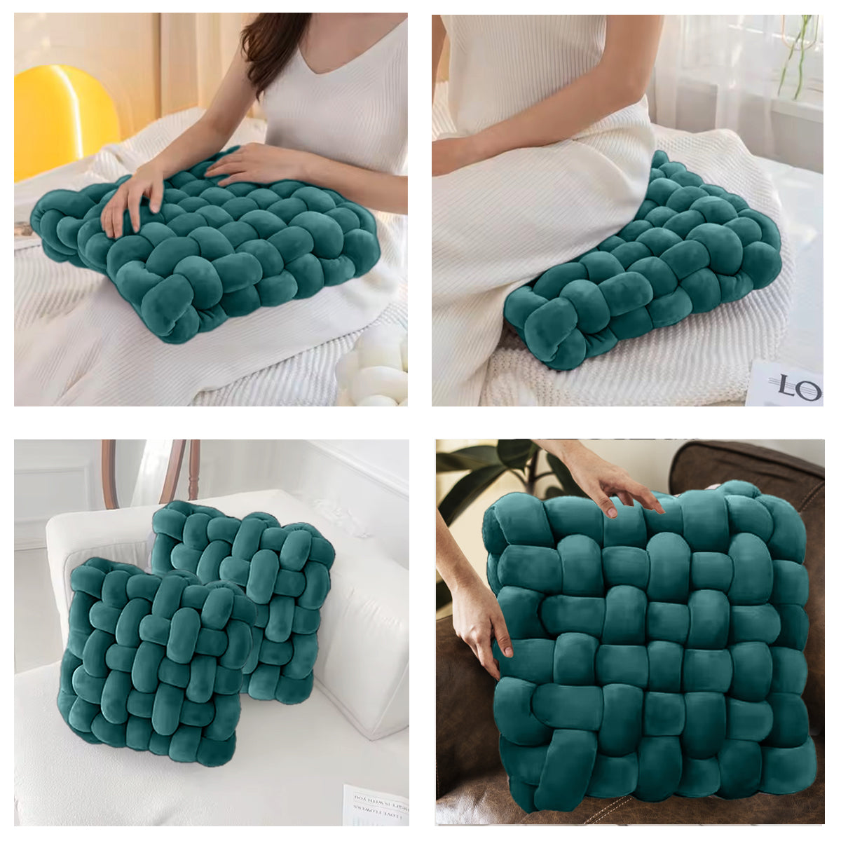 HOUSSE Chunky Knit Cushion | Soft Plush Woven Throw Pillow for Sofa & Bed