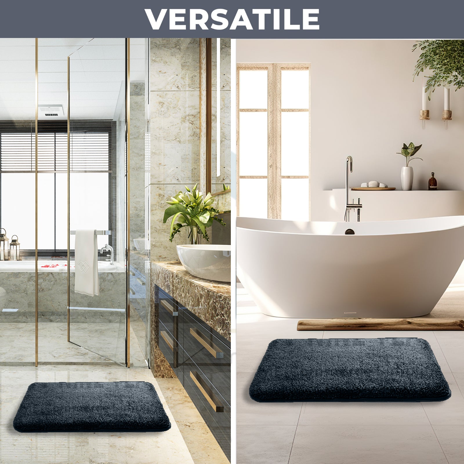 HOUSSE Anti Skid Ultra Absorbent Fluffy High Pile Plush Bathmat
