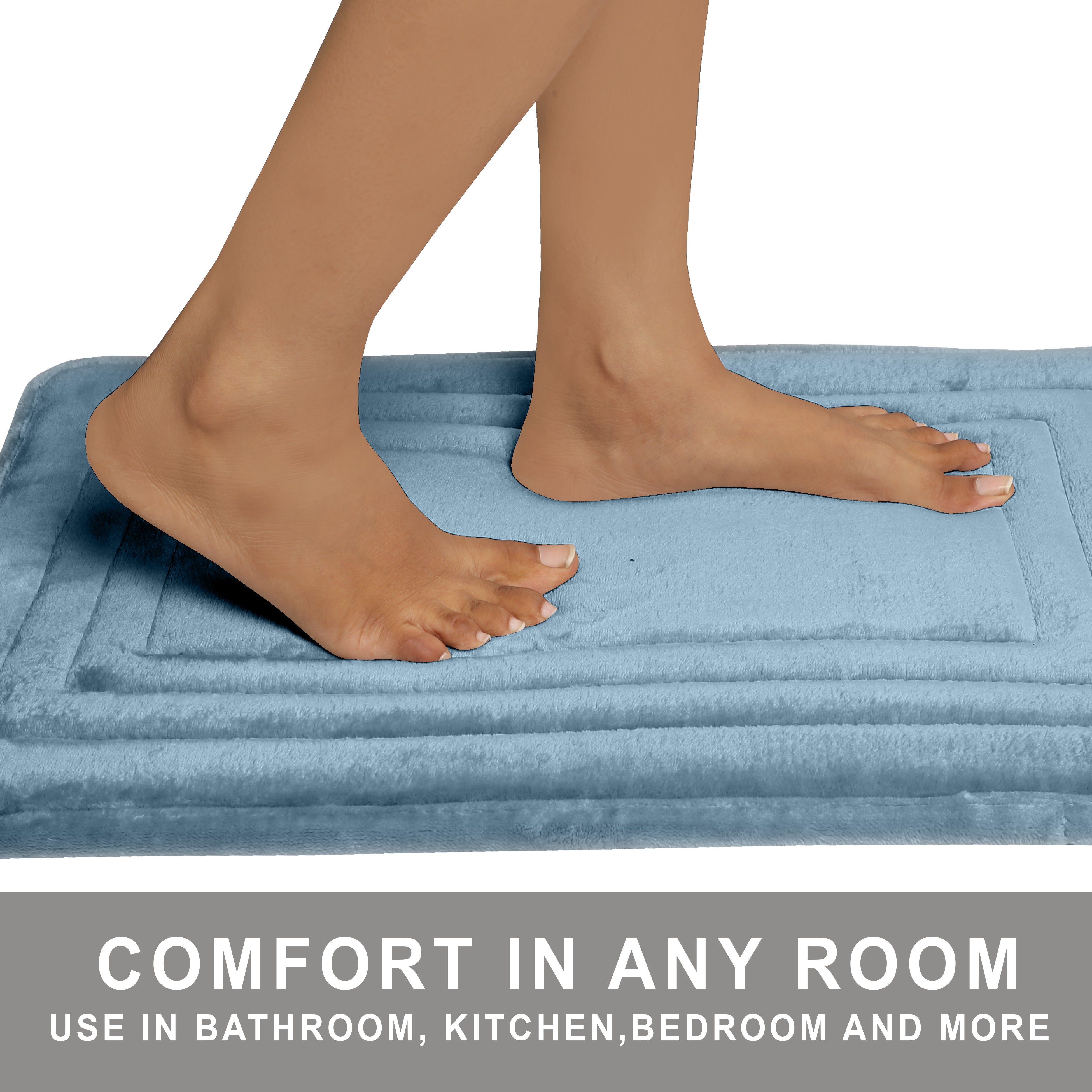 HOUSSE Premium Soft Microfiber Bath Mat with Cushioned Border Design
