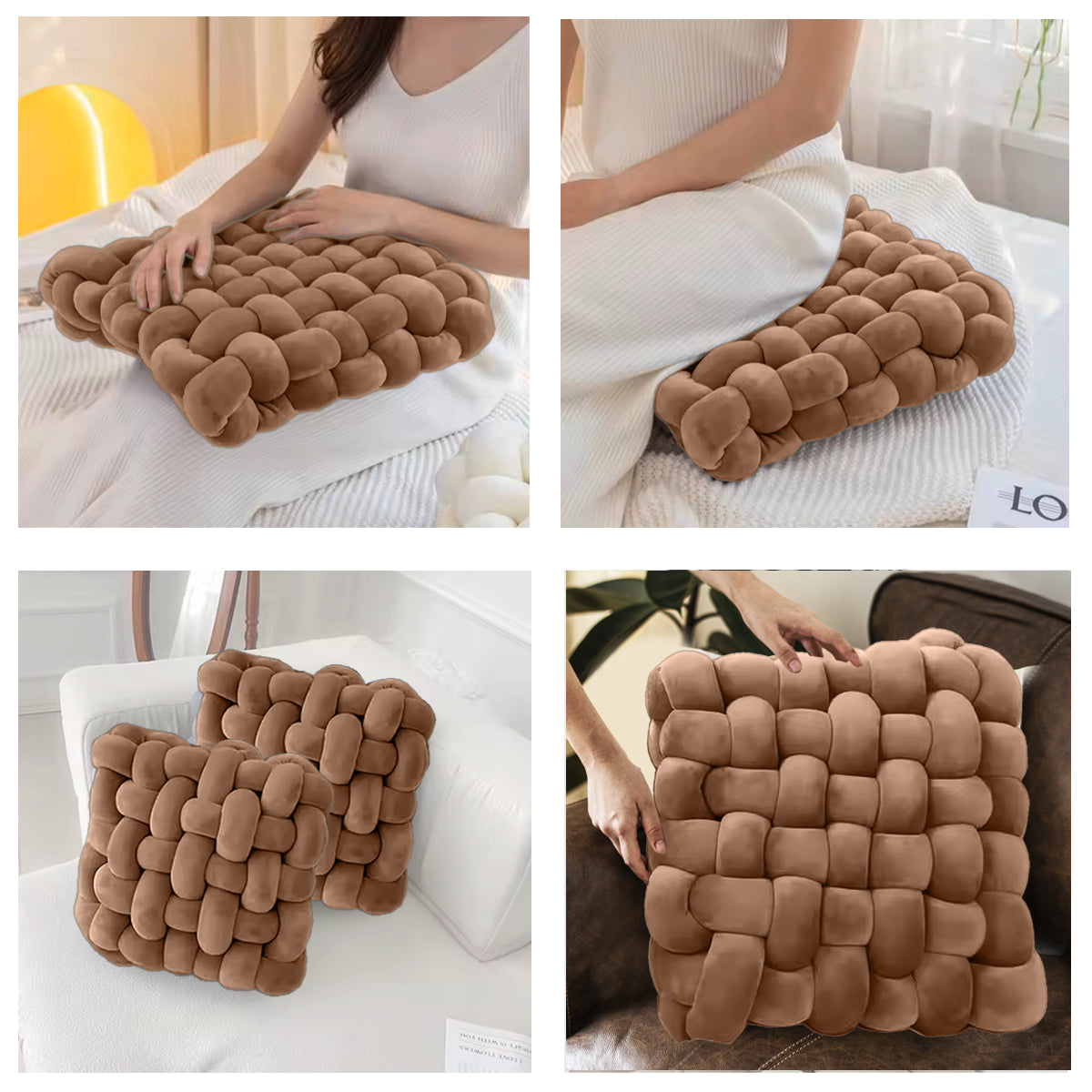 HOUSSE Chunky Knit Cushion | Soft Plush Woven Throw Pillow for Sofa & Bed