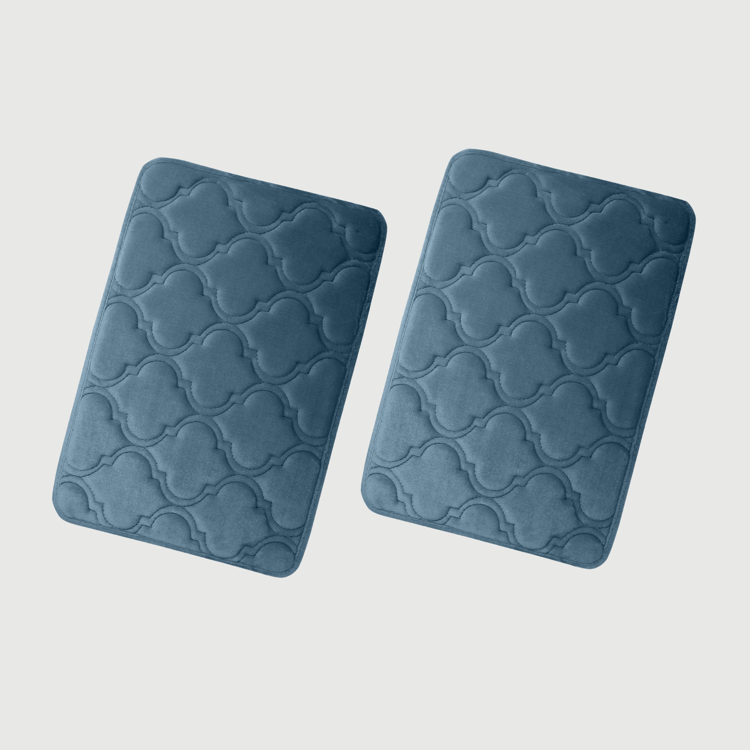 HOUSSE Microfiber Pure Comfort 300 GSM Flannel +15MM Memory Form +3D Striped Mesh Bath Mats, Non-Slip, Quick Absorbent, 40 x 60 cm Rugs,Floor Mats | Versatile Usage. (Set of 2)