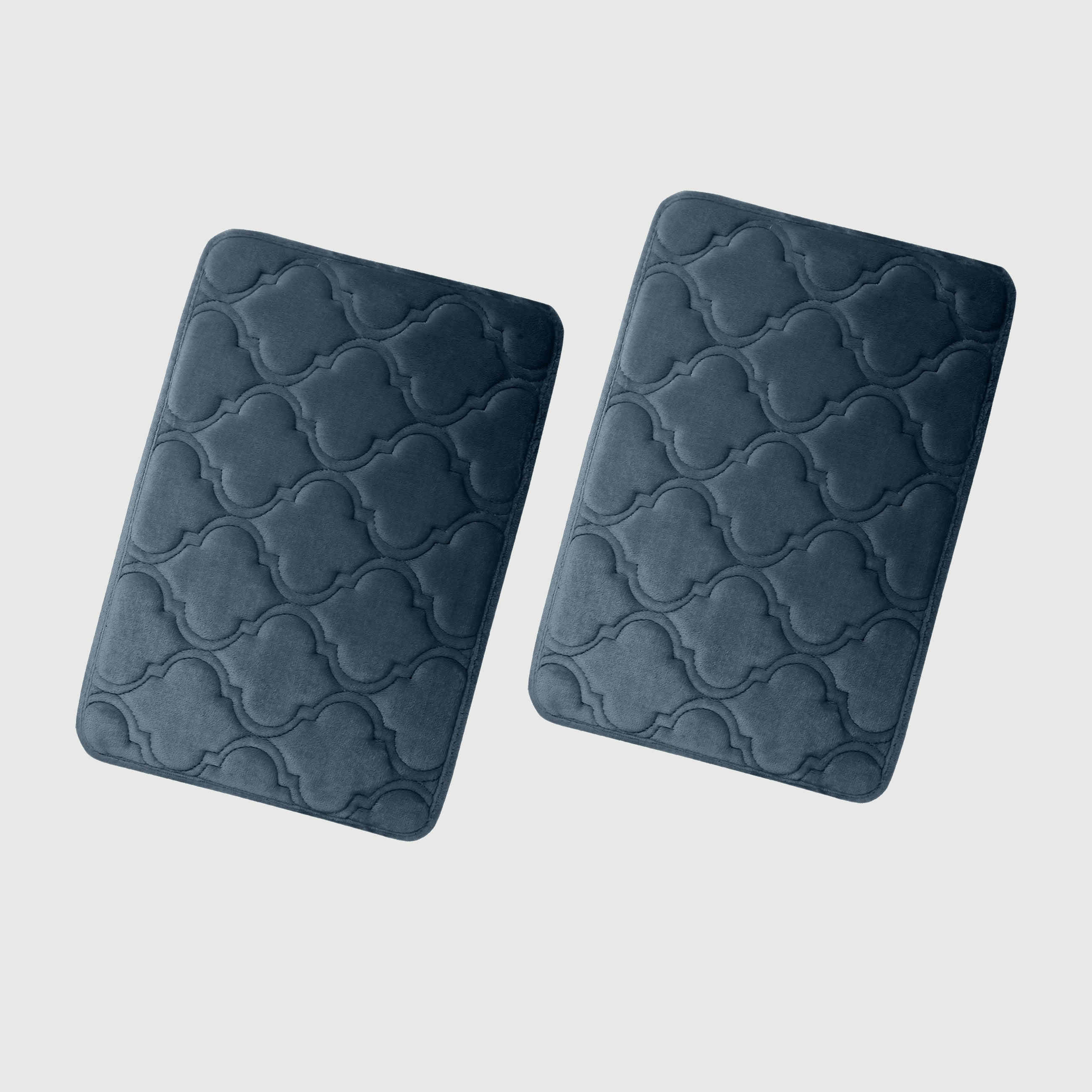 HOUSSE Microfiber Pure Comfort 300 GSM Flannel +15MM Memory Form +3D Striped Mesh Bath Mats, Non-Slip, Quick Absorbent, 40 x 60 cm Rugs,Floor Mats | Versatile Usage. (Set of 2)