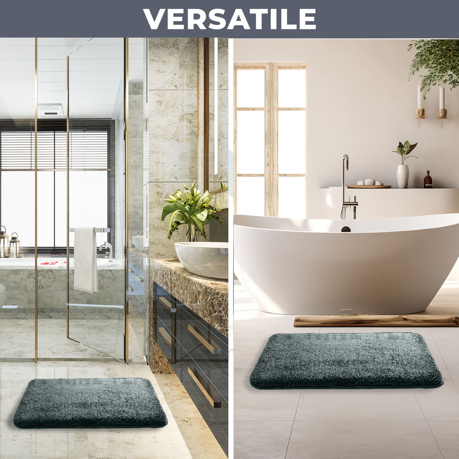 HOUSSE Anti Skid Ultra Absorbent Fluffy High Pile Plush Bathmat