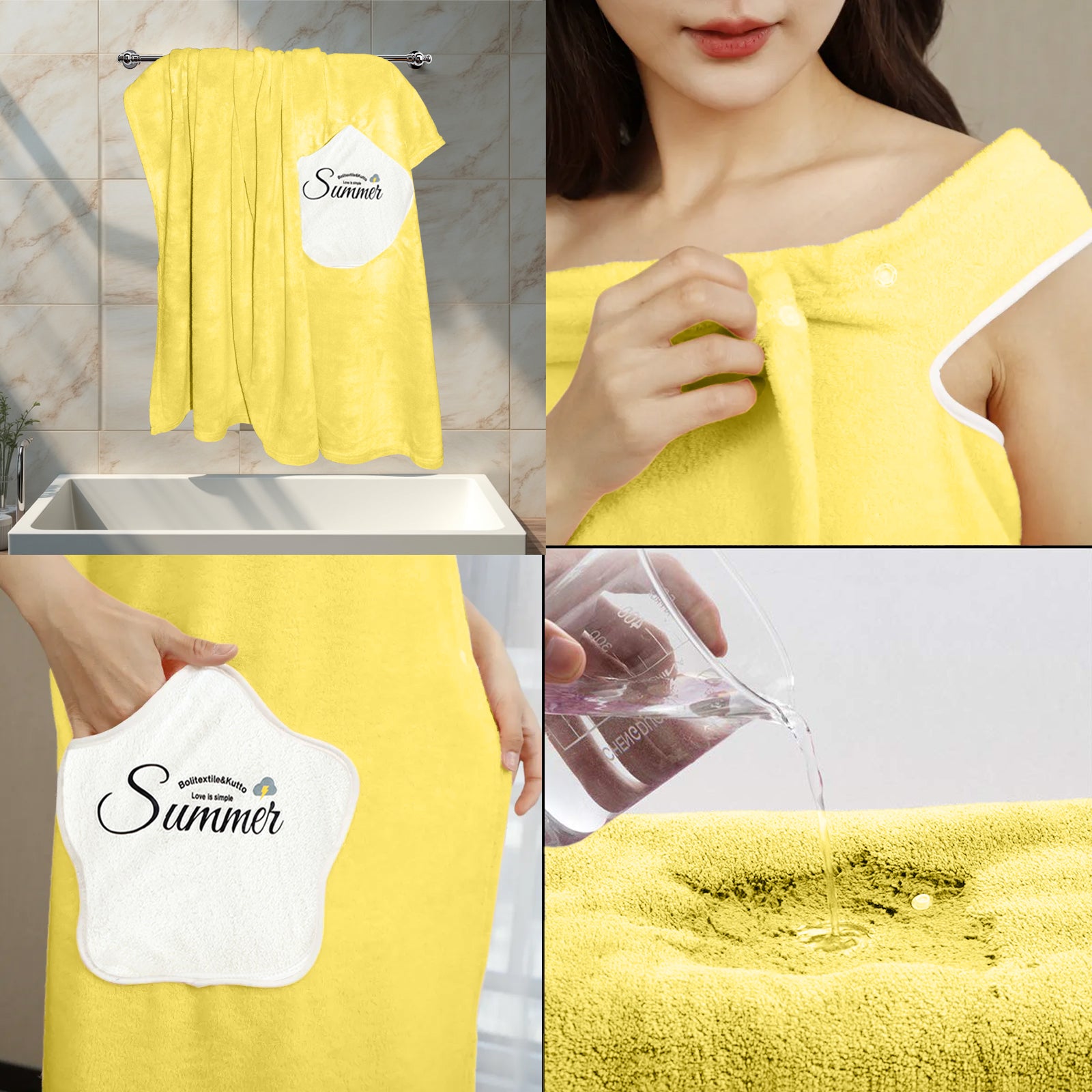 HOUSSE Wearable Spa Bath Towel for Women | Soft, Cozy Wrap with Snap Closure | 110 x 140 cms
