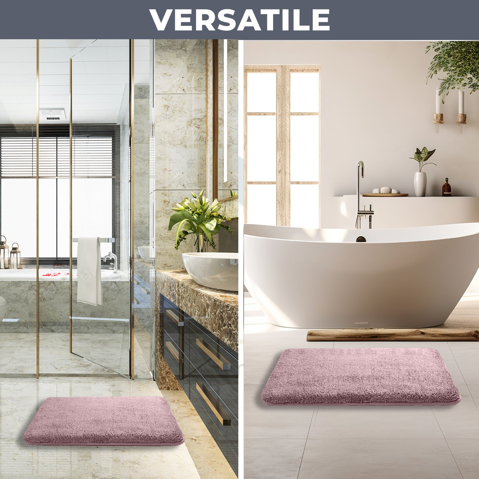 HOUSSE Anti Skid Ultra Absorbent Fluffy High Pile Plush Bathmat