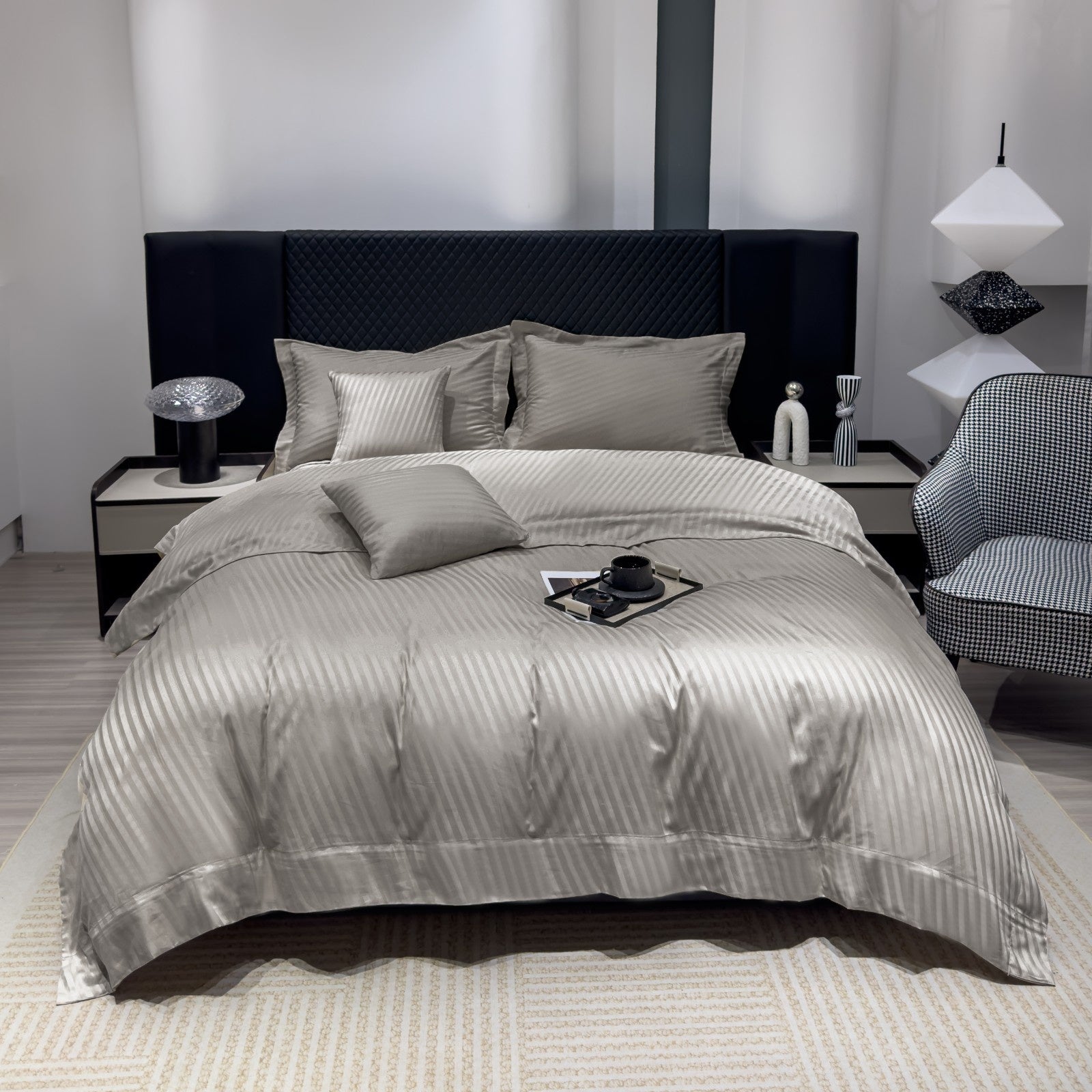 Luxury 500 Thread Count Italian Jacquard Bedding Set – Tokyo Lines Collection | Soft, Breathable & Modern