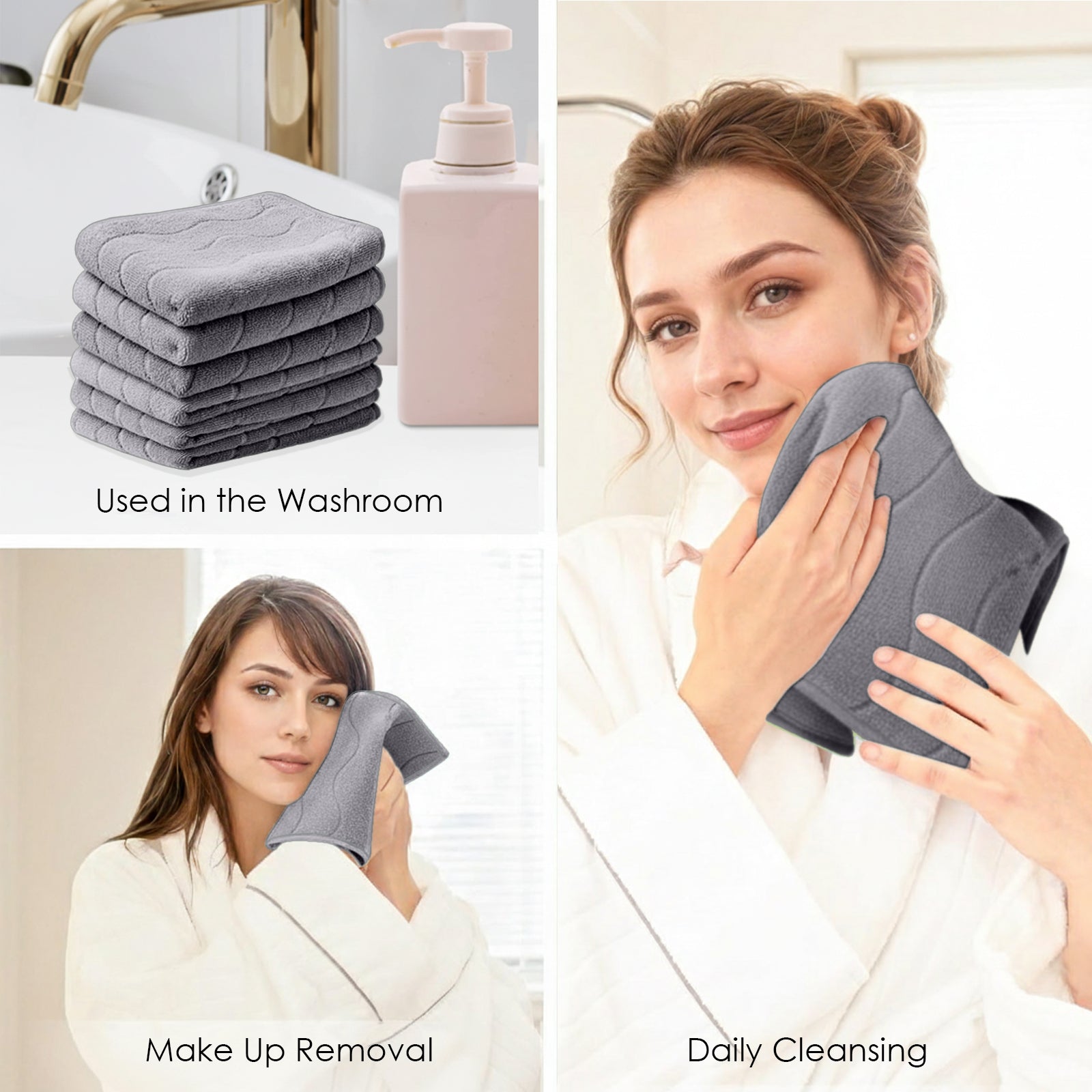 HOUSSE Microfiber Face Towel – Super Soft & Quick-Drying Coral Fleece, 30 x 30 cm