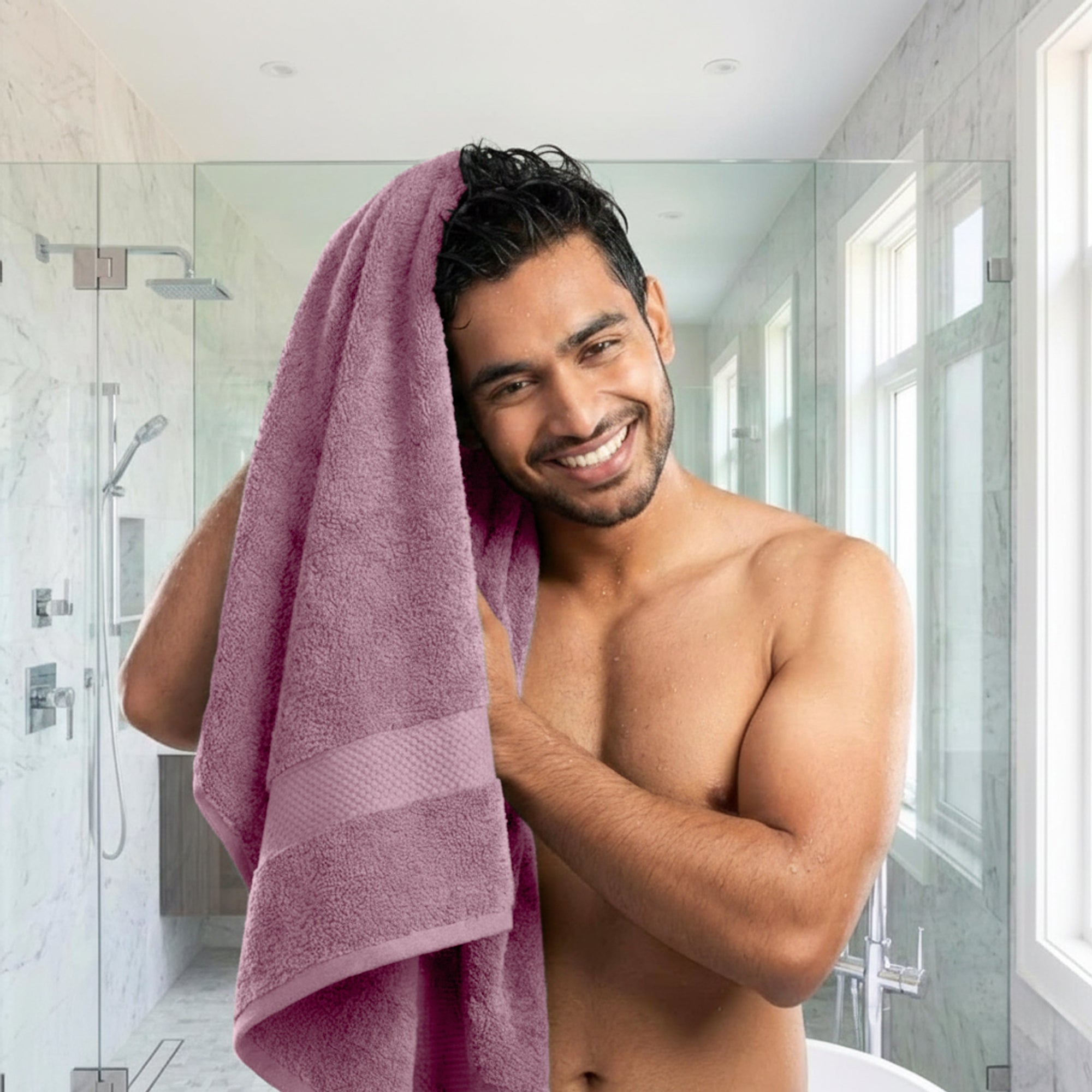 HOUSSE Alvora Cotton Bath Towels |Large Size (75 cms x 150 cms) - Quick Absorption &Faster Drying Bath Towel | 450 GSM | Cotton Towel for Men/Women | Urban Comfort