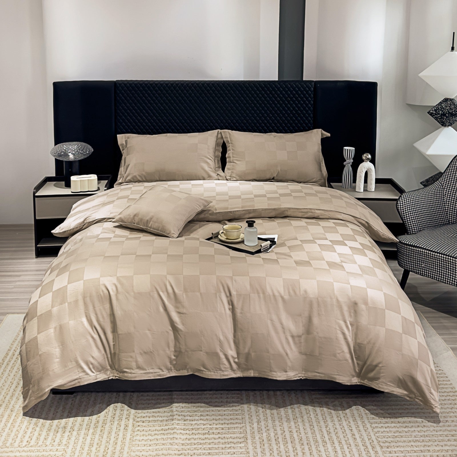 HOUSSE 500 TC Italian Jacquard | Premium Bedding Set | Comfort Modern Designs & Breathable Fabric | NEWYORK SQUARES