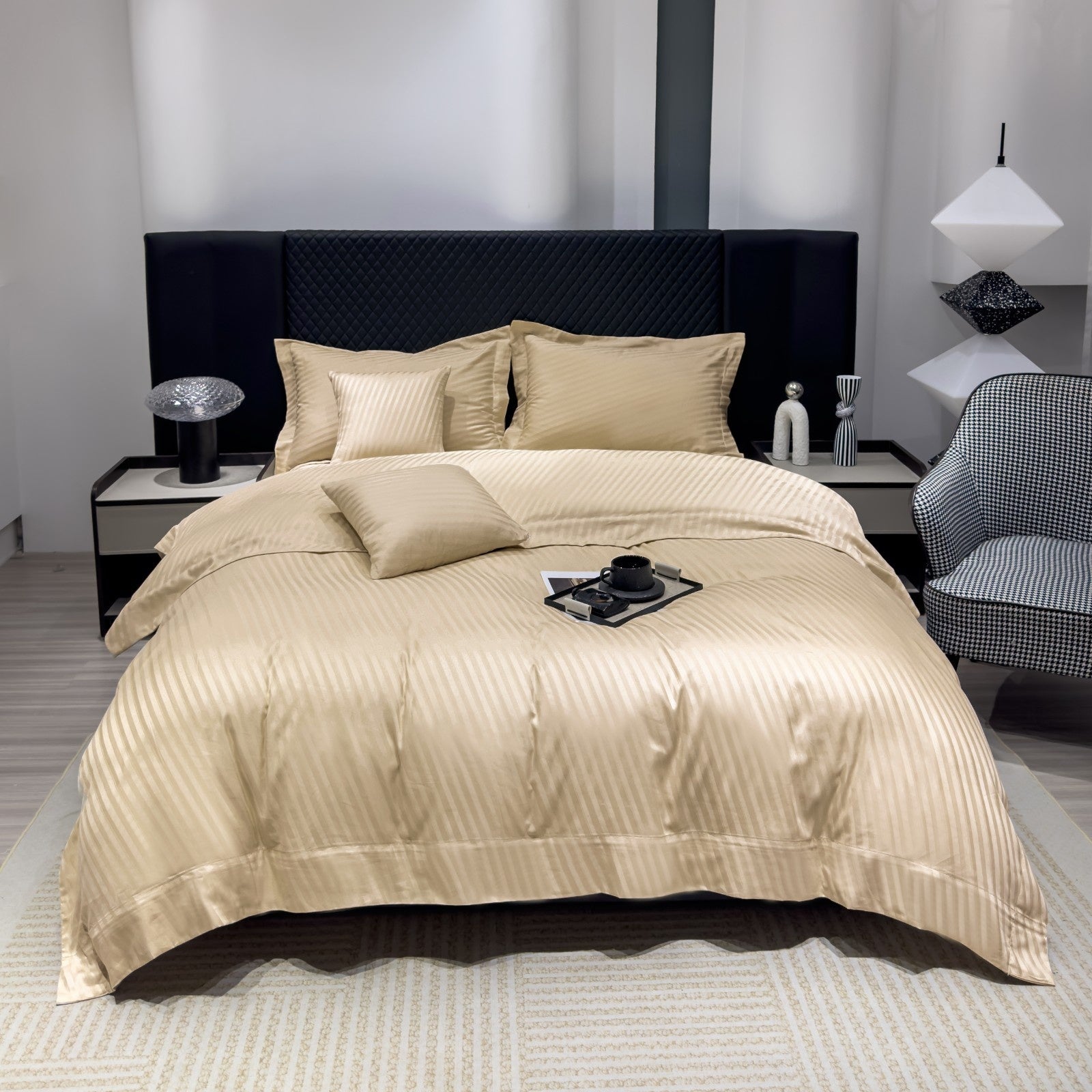 Luxury 500 Thread Count Italian Jacquard Bedding Set – Tokyo Lines Collection | Soft, Breathable & Modern