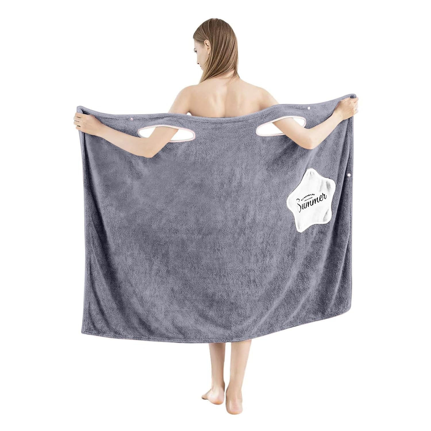 HOUSSE Wearable Spa Bath Towel for Women | Soft, Cozy Wrap with Snap Closure | 110 x 140 cms