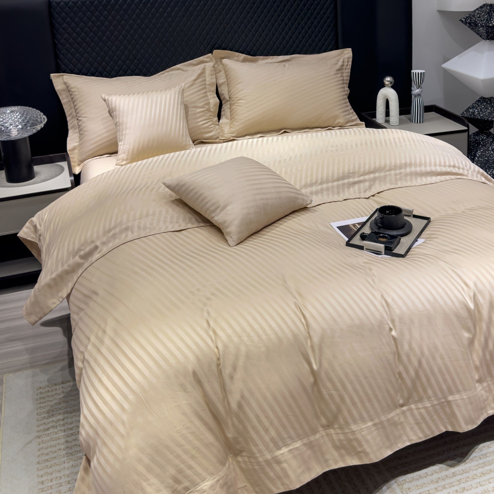 Luxury 500 Thread Count Italian Jacquard Bedding Set – Tokyo Lines Collection | Soft, Breathable & Modern