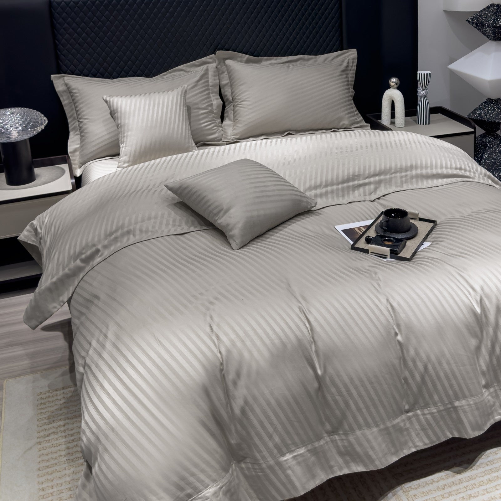 Luxury 500 Thread Count Italian Jacquard Bedding Set – Tokyo Lines Collection | Soft, Breathable & Modern