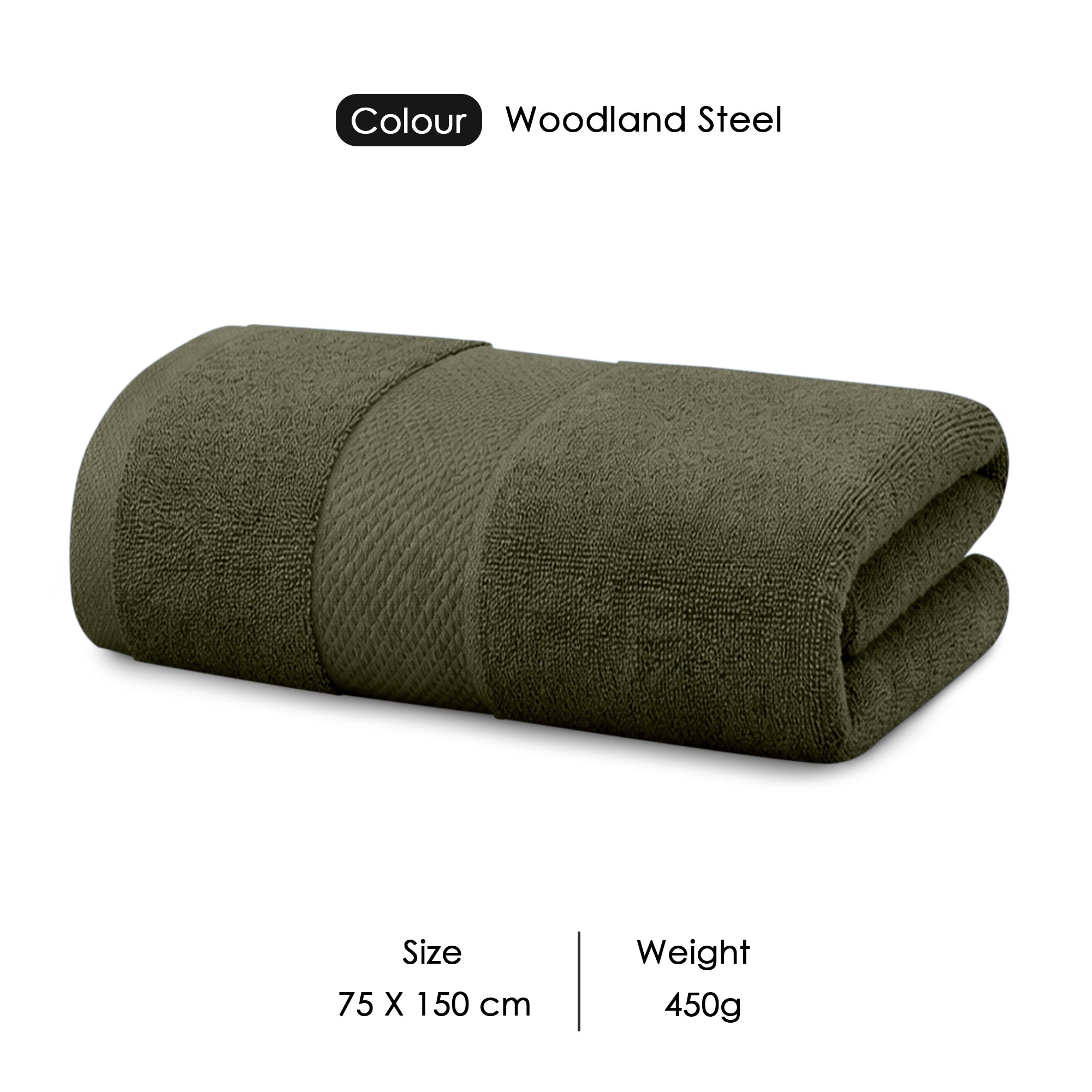 HOUSSE Alvora Cotton Bath Towels |Large Size (75 cms x 150 cms) - Quick Absorption &Faster Drying Bath Towel | 450 GSM | Cotton Towel for Men/Women | Urban Comfort