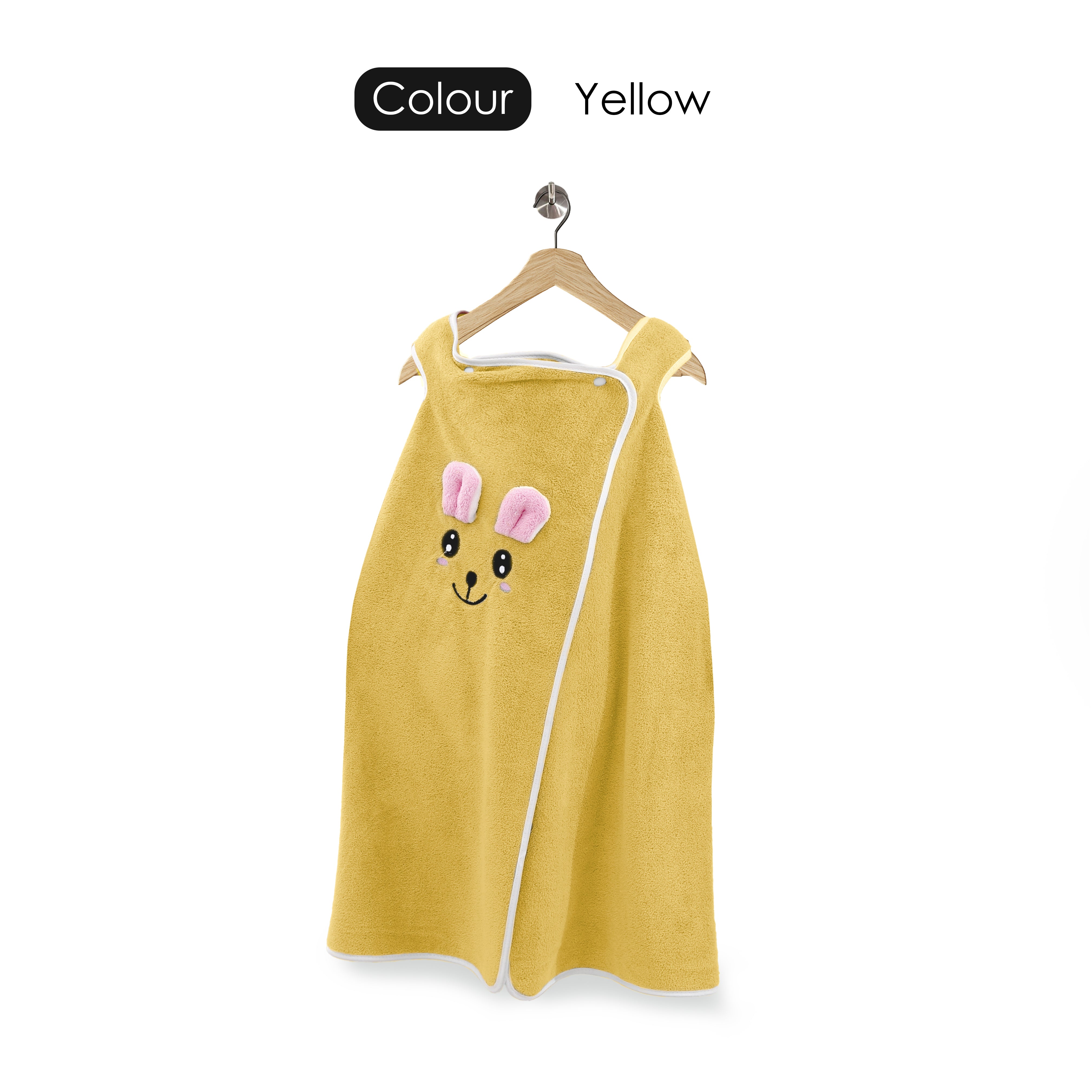 HOUSSE Cat Face Bath Dress for Kids 350 GSM – Wearable Spa Bathdress (65×110 cm) Soft Absorbent Quick-Dry Wrapped Bath Dress for Girls Age (7-9 Years) Gift for Daughter- Ivory Sand