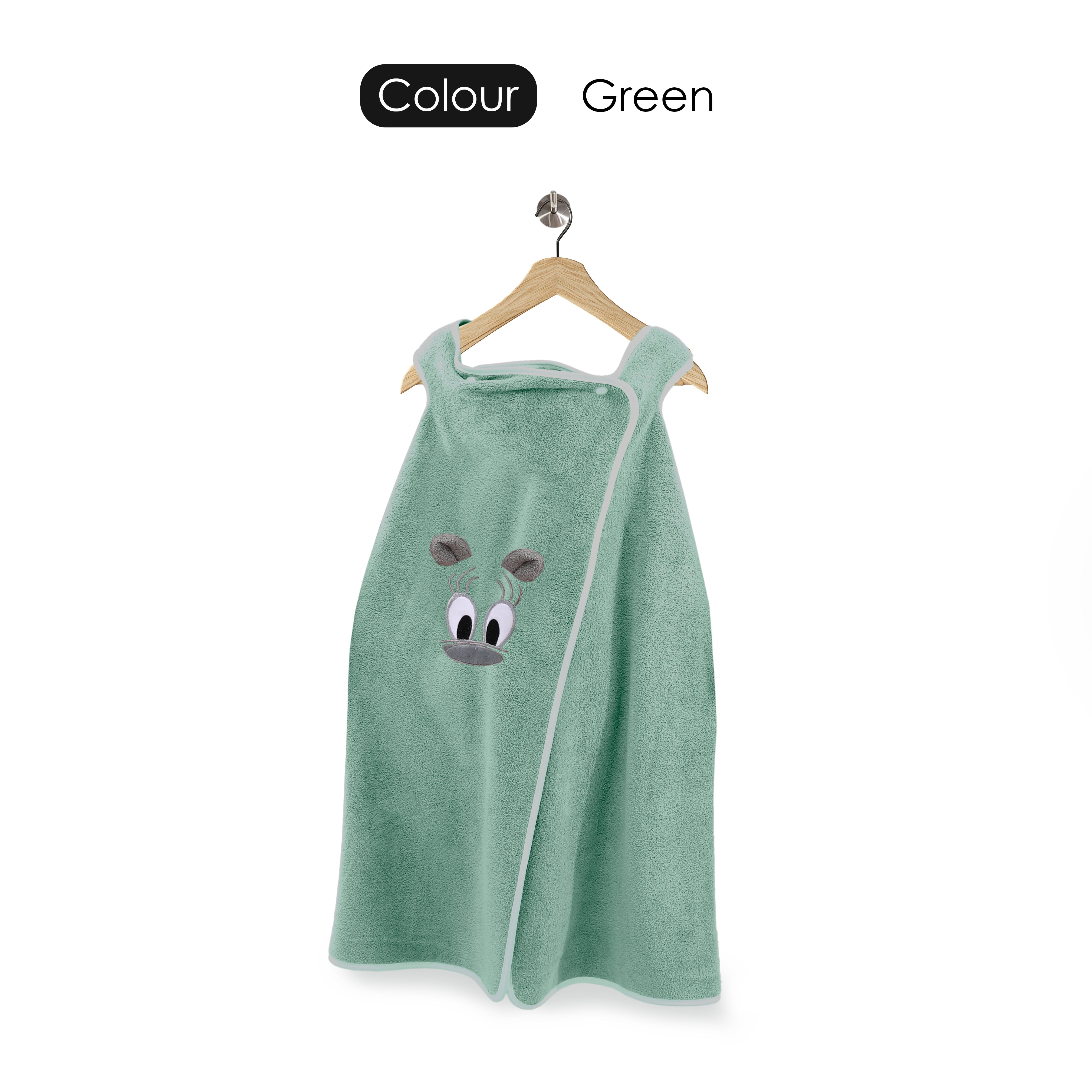 HOUSSE Cat Face Bath Dress for Kids 350 GSM – Wearable Spa Bathdress (65×110 cm) Soft Absorbent Quick-Dry Wrapped Bath Dress for Girls Age (7-9 Years) Gift for Daughter- Ivory Sand