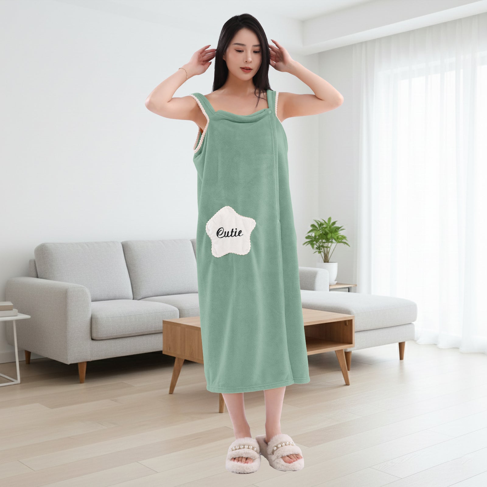 HOUSSE Wearable Spa Bath Towel for Women | Soft, Cozy Wrap with Snap Closure | 110 x 140 cms