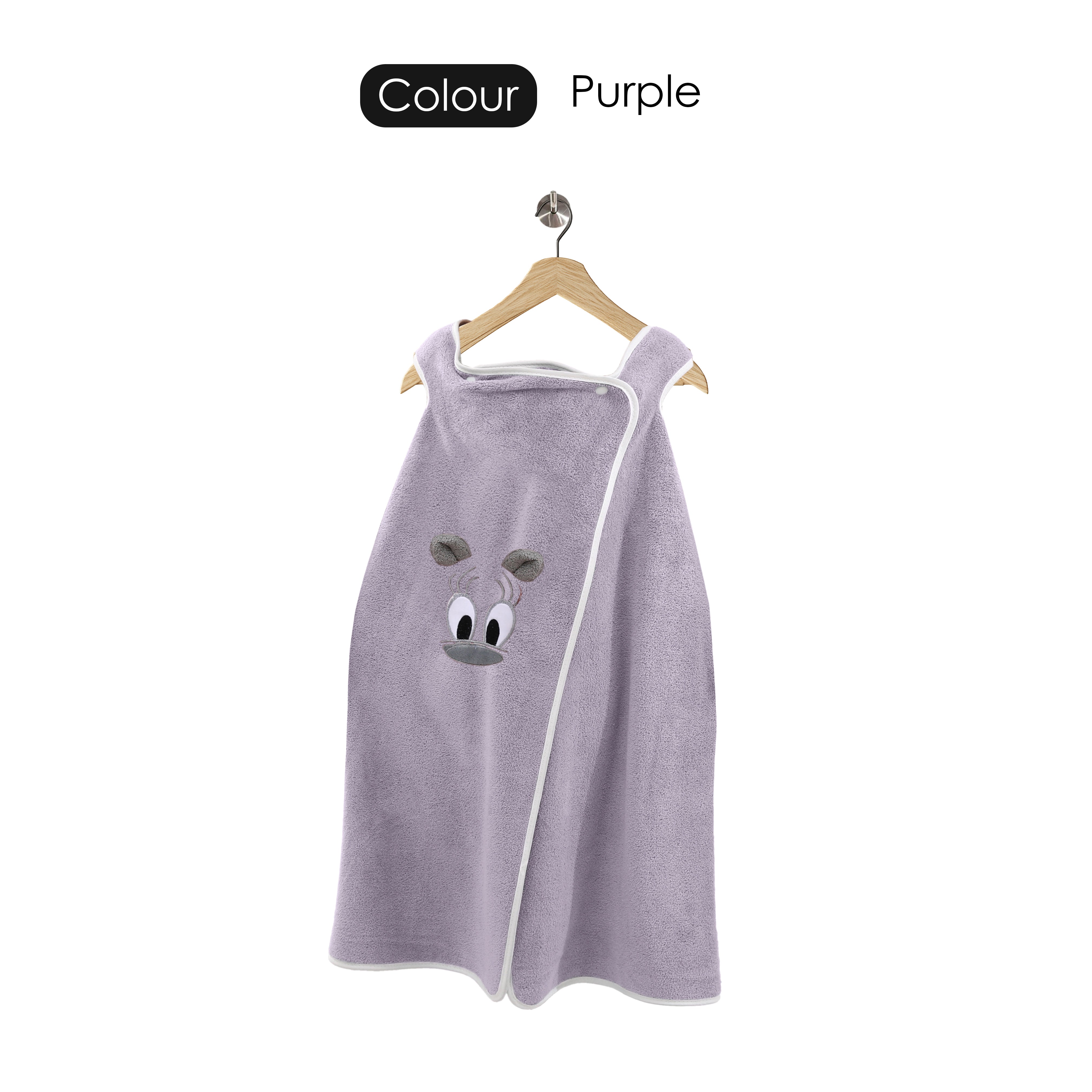 HOUSSE Cat Face Bath Dress for Kids 350 GSM – Wearable Spa Bathdress (65×110 cm) Soft Absorbent Quick-Dry Wrapped Bath Dress for Girls Age (7-9 Years) Gift for Daughter- Ivory Sand