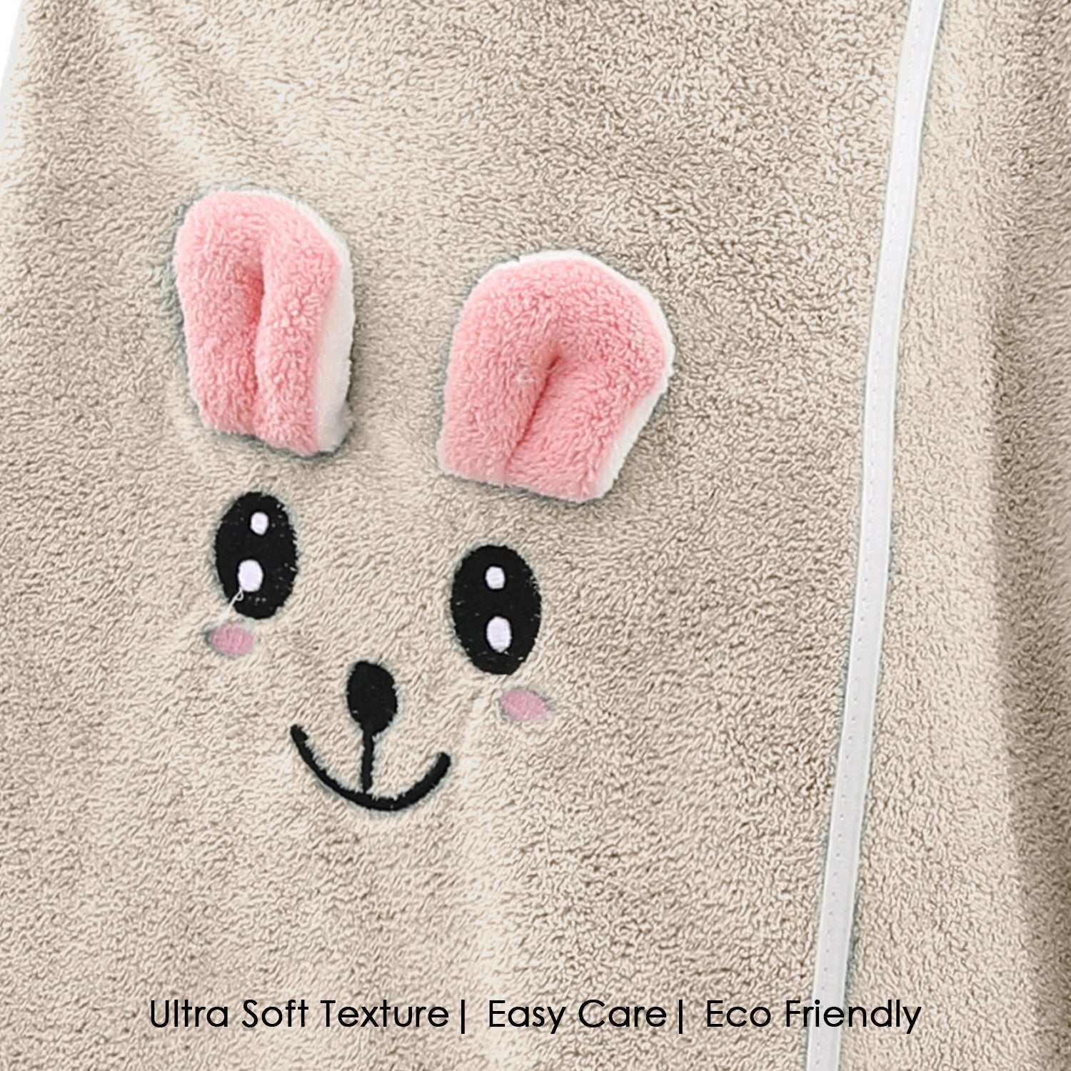 HOUSSE Cat Face Bath Dress for Kids 350 GSM – Wearable Spa Bathdress (65×110 cm) Soft Absorbent Quick-Dry Wrapped Bath Dress for Girls Age (7-9 Years) Gift for Daughter- Ivory Sand