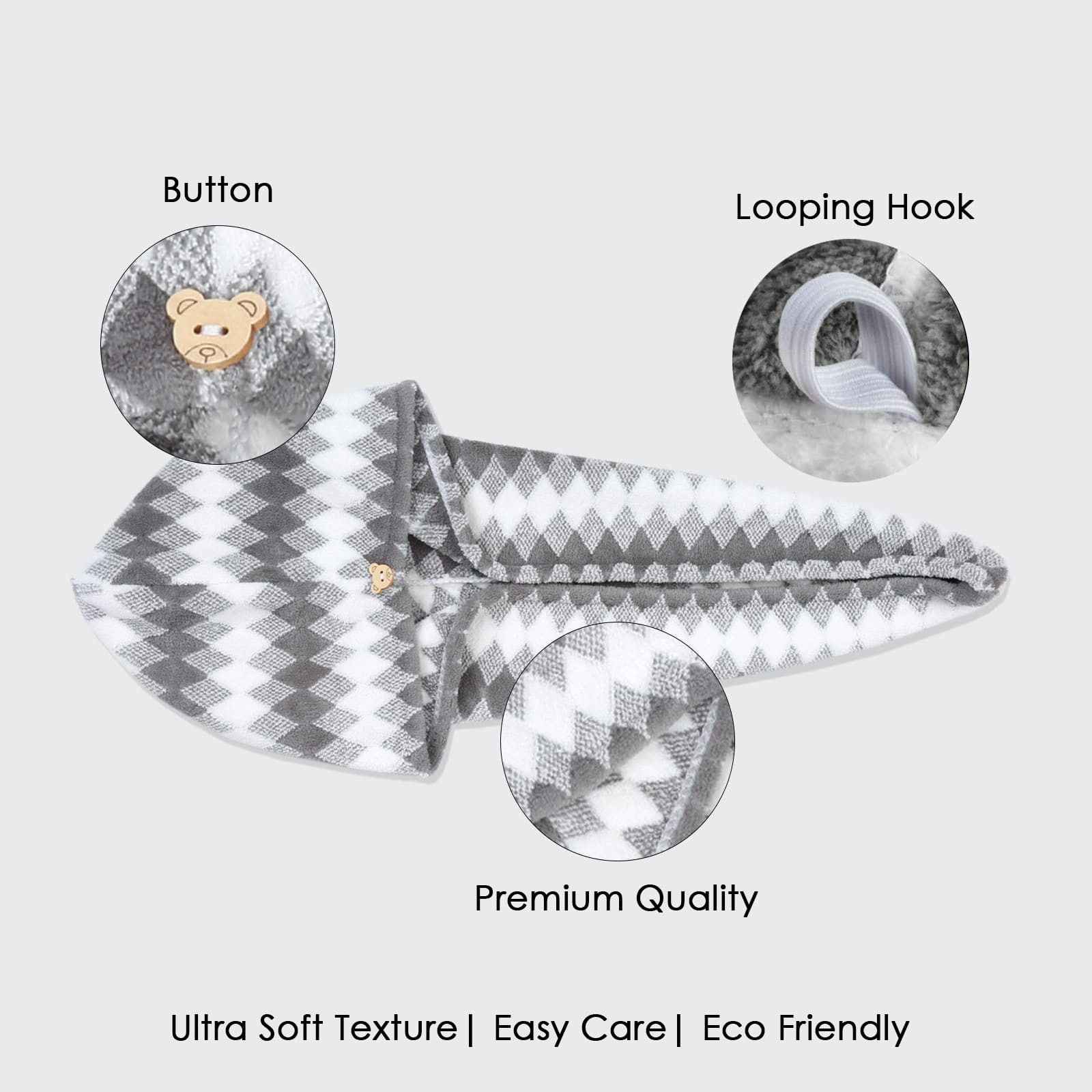 HOUSSE Microfiber Iris Head Wrap Ideal for Women |Soft Touch |Lint Free | Fast Dry Towels| Travel-Friendly | 360 GSM