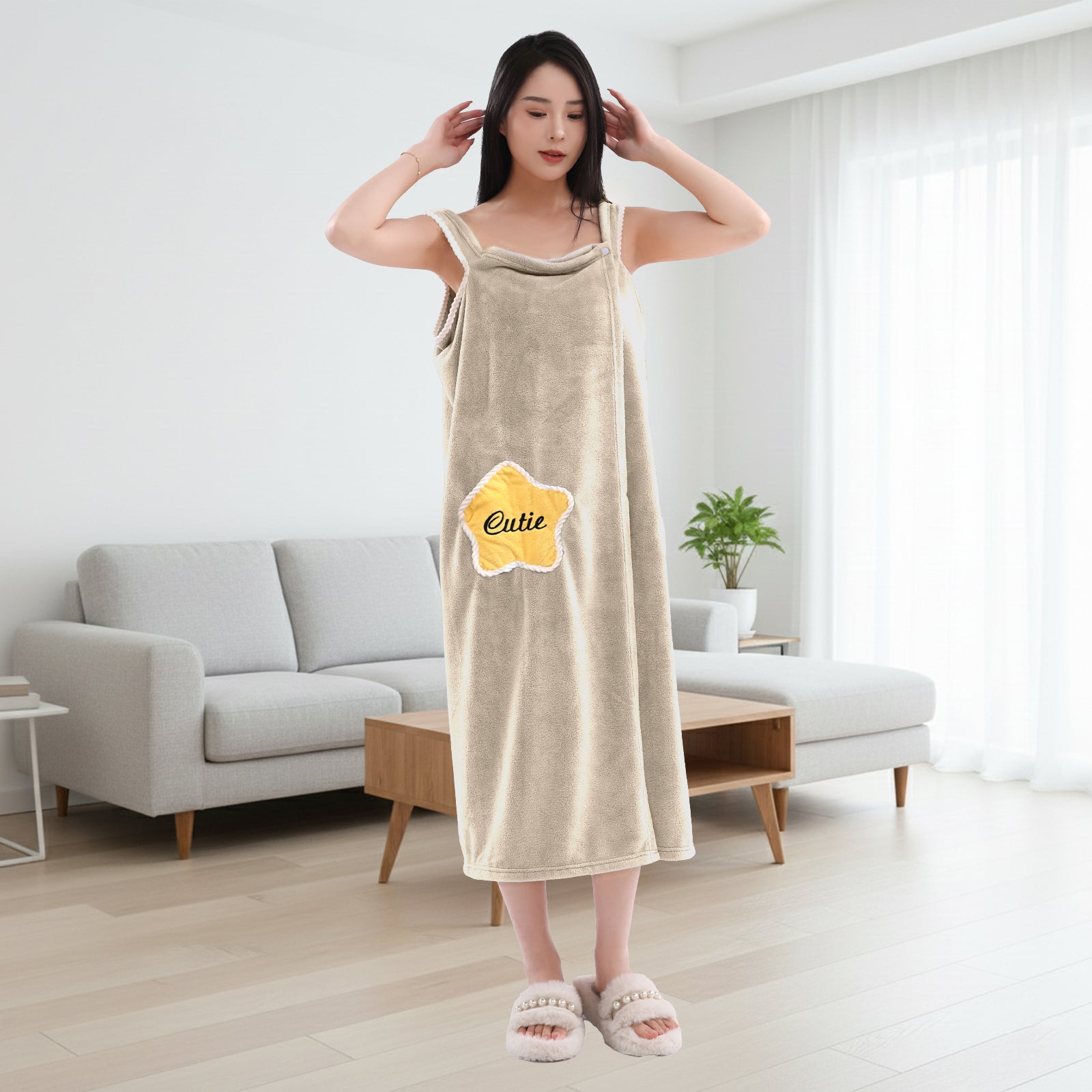 HOUSSE Wearable Spa Bath Towel for Women | Soft, Cozy Wrap with Snap Closure | 110 x 140 cms