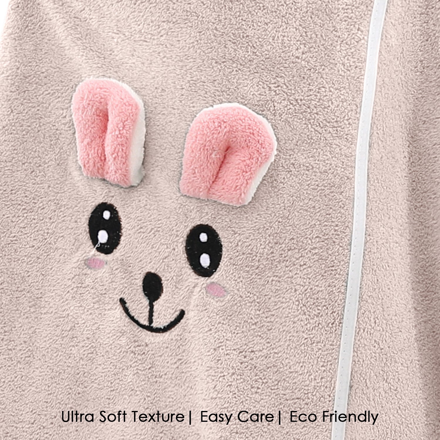 HOUSSE Cat Face Bath Dress for Kids 350 GSM – Wearable Spa Bathdress (65×110 cm) Soft Absorbent Quick-Dry Wrapped Bath Dress for Girls Age (7-9 Years) Gift for Daughter- Ivory Sand