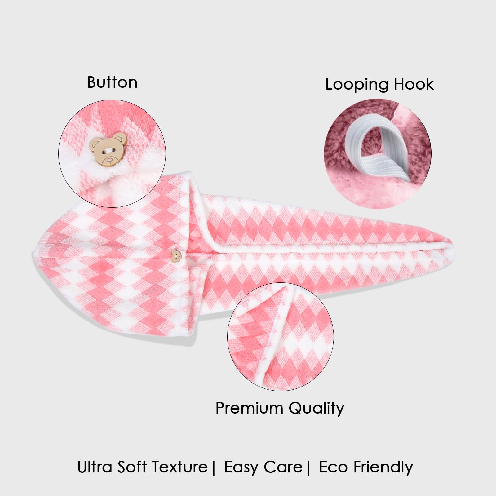 HOUSSE Microfiber Iris Head Wrap Ideal for Women |Soft Touch |Lint Free | Fast Dry Towels| Travel-Friendly | 360 GSM