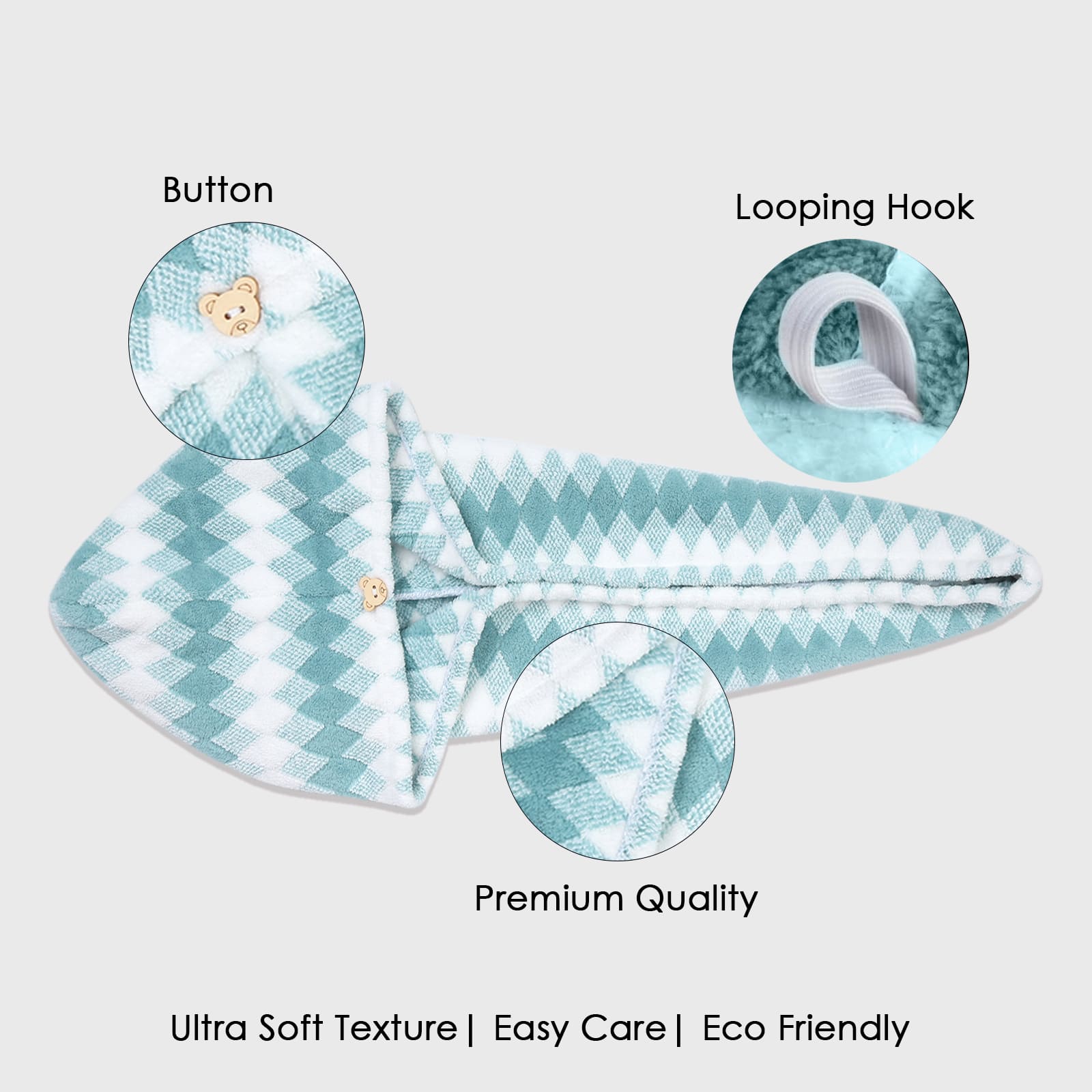 HOUSSE Microfiber Iris Head Wrap Ideal for Women |Soft Touch |Lint Free | Fast Dry Towels| Travel-Friendly | 360 GSM