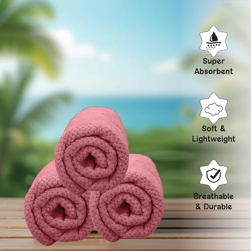 HOUSSE Microfiber Vogue Coral Fleece Bathing Towels | 360 GSM | Super Soft| Quick Absorbent | Lightweight & with Hanging Hook | for Versatile Usage | for Women & Men (Pista Green, 70x150 Bath Towel)