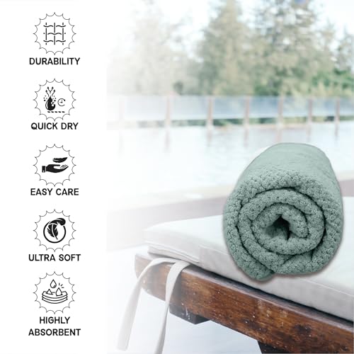 HOUSSE Microfiber Vogue Coral Fleece Bathing Towels | 360 GSM | Super Soft| Quick Absorbent | Lightweight & with Hanging Hook | for Versatile Usage | for Women & Men (Pista Green, 70x150 Bath Towel)
