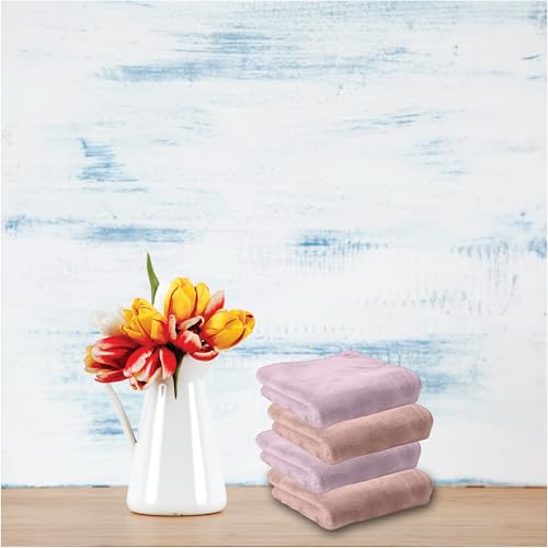 HOUSSE Microfiber Face Towel | Super Soft & Quick Absorbent |Multi Usage 30 x 30 cm, 450 GSM | for All Ages | (Set of 4, Dapple Grey,Luxurious Mocha)