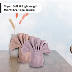 HOUSSE Microfiber Face Towel | Super Soft & Quick Absorbent |Multi Usage 30 x 30 cm, 450 GSM | for All Ages | (Set of 4, Dapple Grey,Luxurious Mocha)