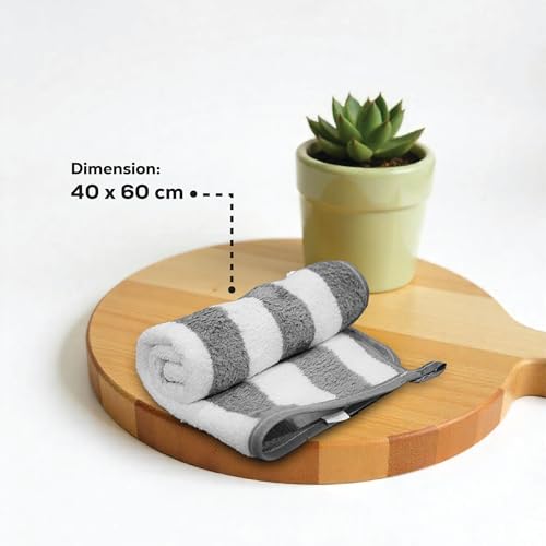 HOUSSE Microfiber Blaze Hand Towel for Women & Men | Quick Dry | Ultra Absorbent |Perfect for Bathroom |Sports | Travel | Ideal for Workout | Spa| Beach | Fitness | 360 GSM (Grey, 40x60)
