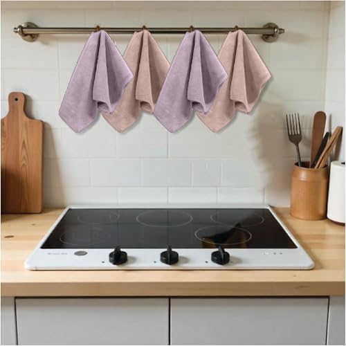 HOUSSE Microfiber Face Towel | Super Soft & Quick Absorbent |Multi Usage 30 x 30 cm, 450 GSM | for All Ages | (Set of 4, Dapple Grey,Luxurious Mocha)