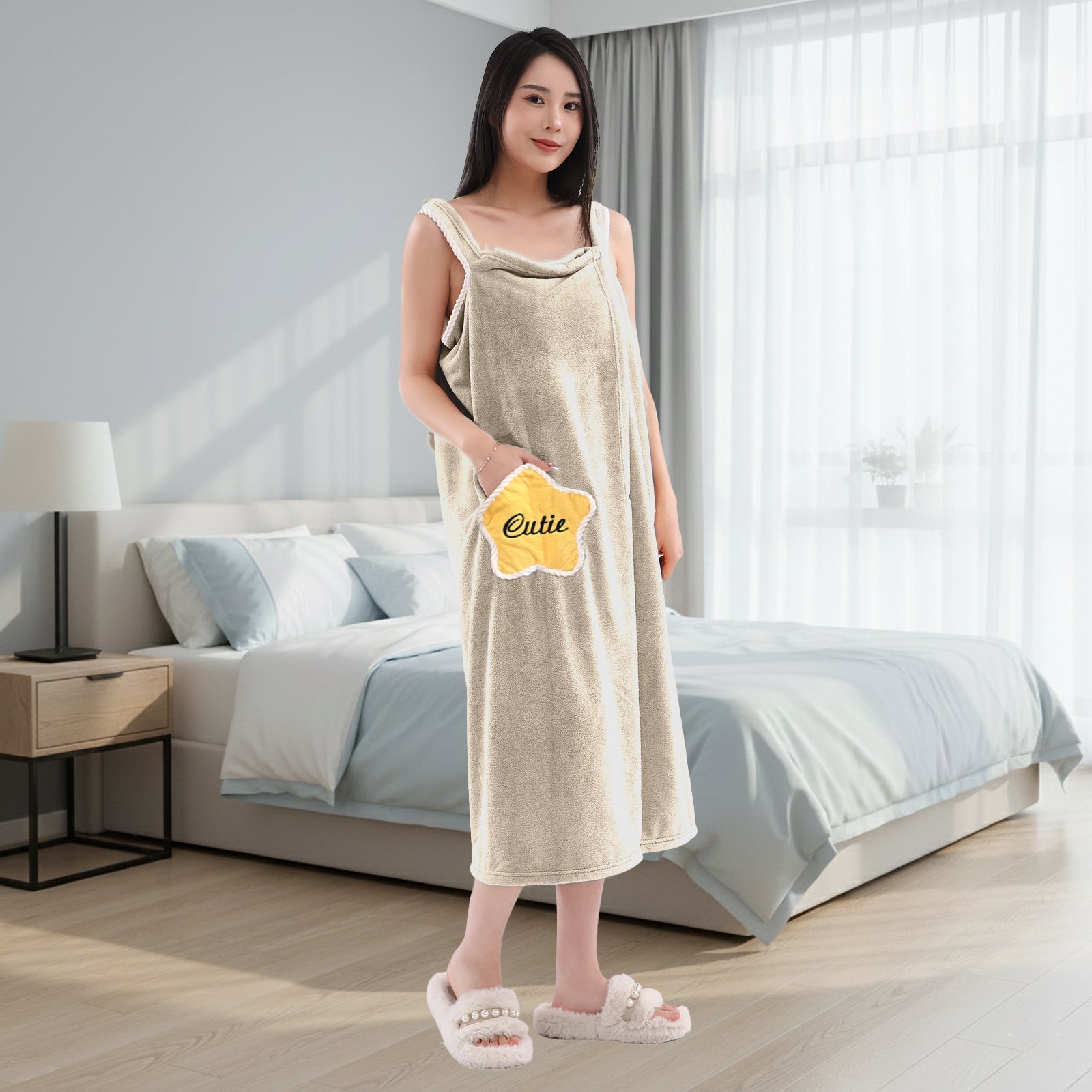 HOUSSE Wearable Spa Bath Towel for Women | Soft, Cozy Wrap with Snap Closure | 110 x 140 cms