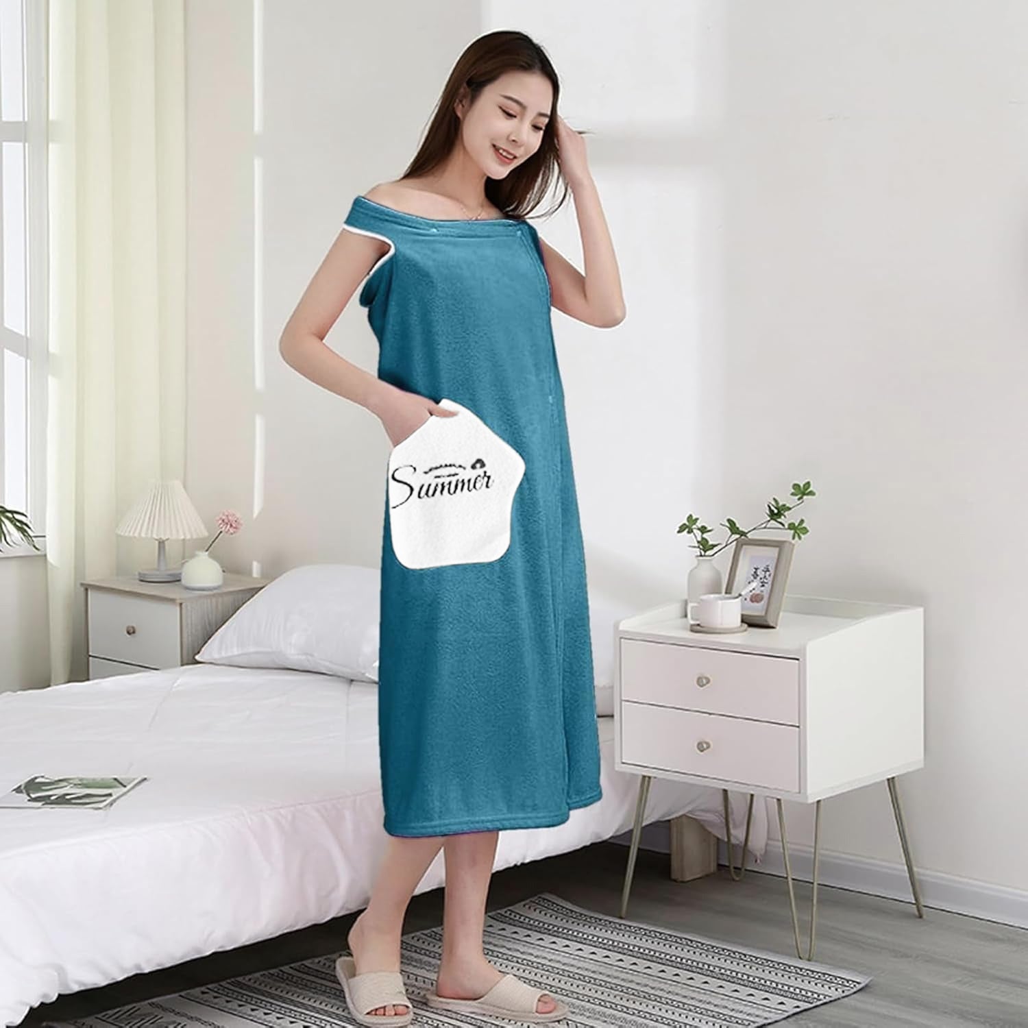 HOUSSE Wearable Spa Bath Towel for Women | Soft, Cozy Wrap with Snap Closure | 110 x 140 cms