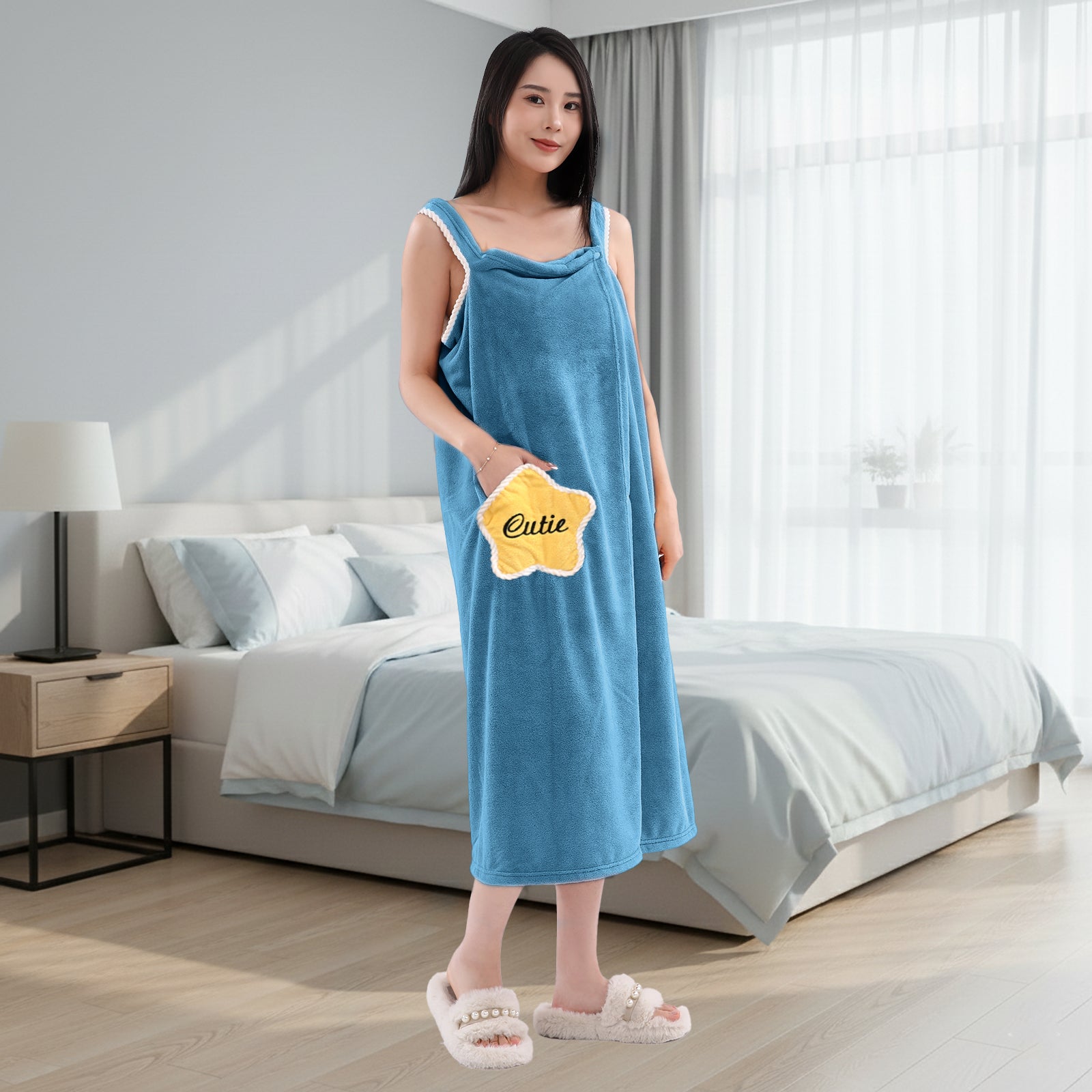 HOUSSE Wearable Spa Bath Towel for Women | Soft, Cozy Wrap with Snap Closure | 110 x 140 cms