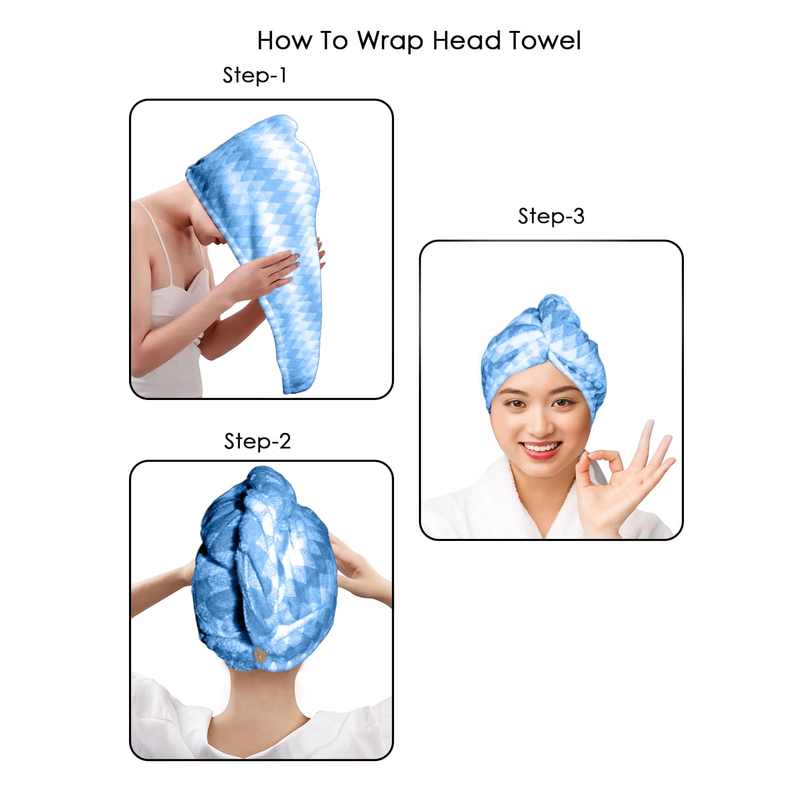 HOUSSE Microfiber Iris Head Wrap Ideal for Women |Soft Touch |Lint Free | Fast Dry Towels| Travel-Friendly | 360 GSM