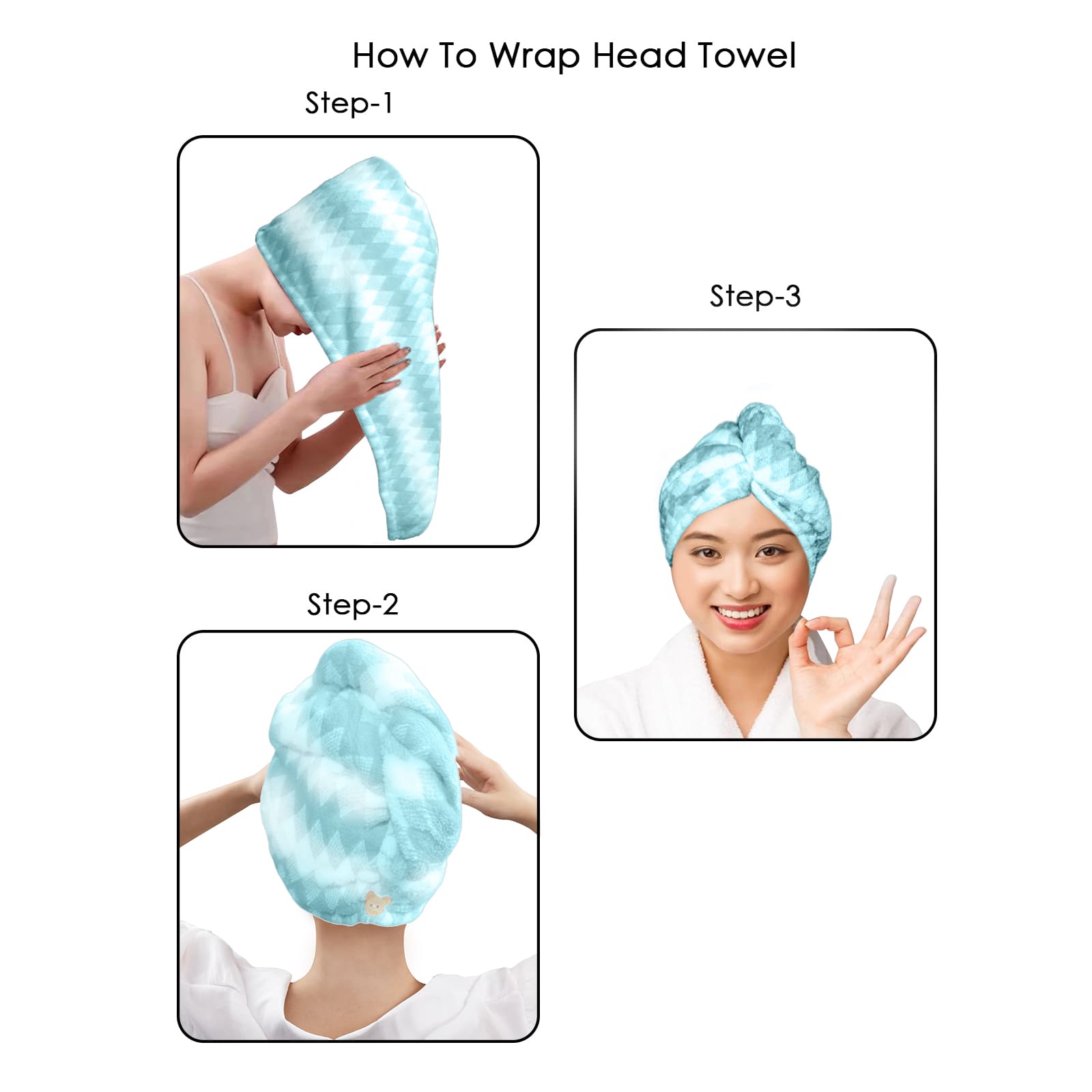 HOUSSE Microfiber Iris Head Wrap Ideal for Women |Soft Touch |Lint Free | Fast Dry Towels| Travel-Friendly | 360 GSM