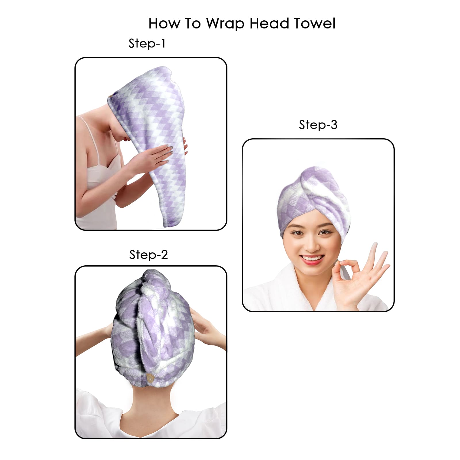 HOUSSE Microfiber Iris Head Wrap Ideal for Women |Soft Touch |Lint Free | Fast Dry Towels| Travel-Friendly | 360 GSM