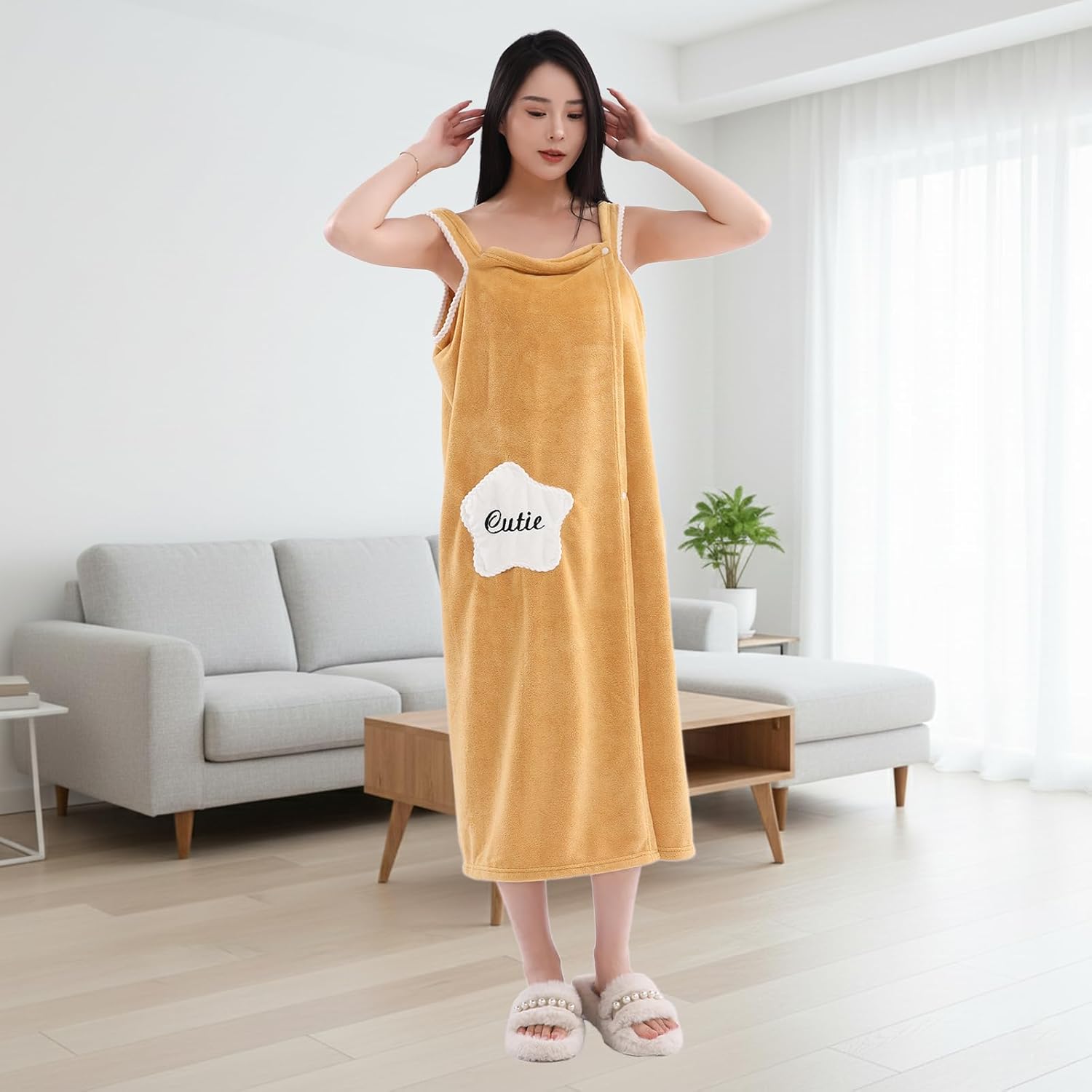 HOUSSE Wearable Spa Bath Towel for Women | Soft, Cozy Wrap with Snap Closure | 110 x 140 cms