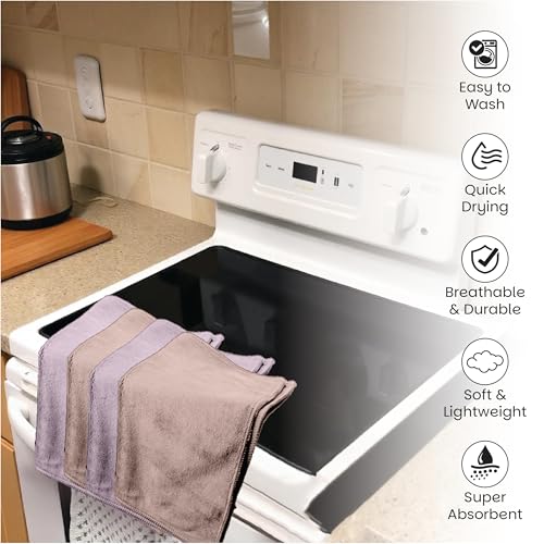 HOUSSE Microfiber Face Towel | Super Soft & Quick Absorbent |Multi Usage 30 x 30 cm, 450 GSM | for All Ages | (Set of 4, Dapple Grey,Luxurious Mocha)