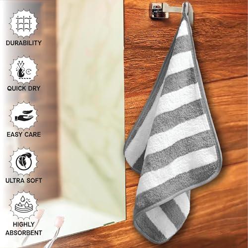 HOUSSE Microfiber Blaze Hand Towel for Women & Men | Quick Dry | Ultra Absorbent |Perfect for Bathroom |Sports | Travel | Ideal for Workout | Spa| Beach | Fitness | 360 GSM (Grey, 40x60)