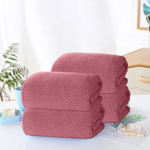 HOUSSE Microfiber Vogue Coral Fleece Bathing Towels | 360 GSM | Super Soft| Quick Absorbent | Lightweight & with Hanging Hook | for Versatile Usage | for Women & Men (Pista Green, 70x150 Bath Towel)