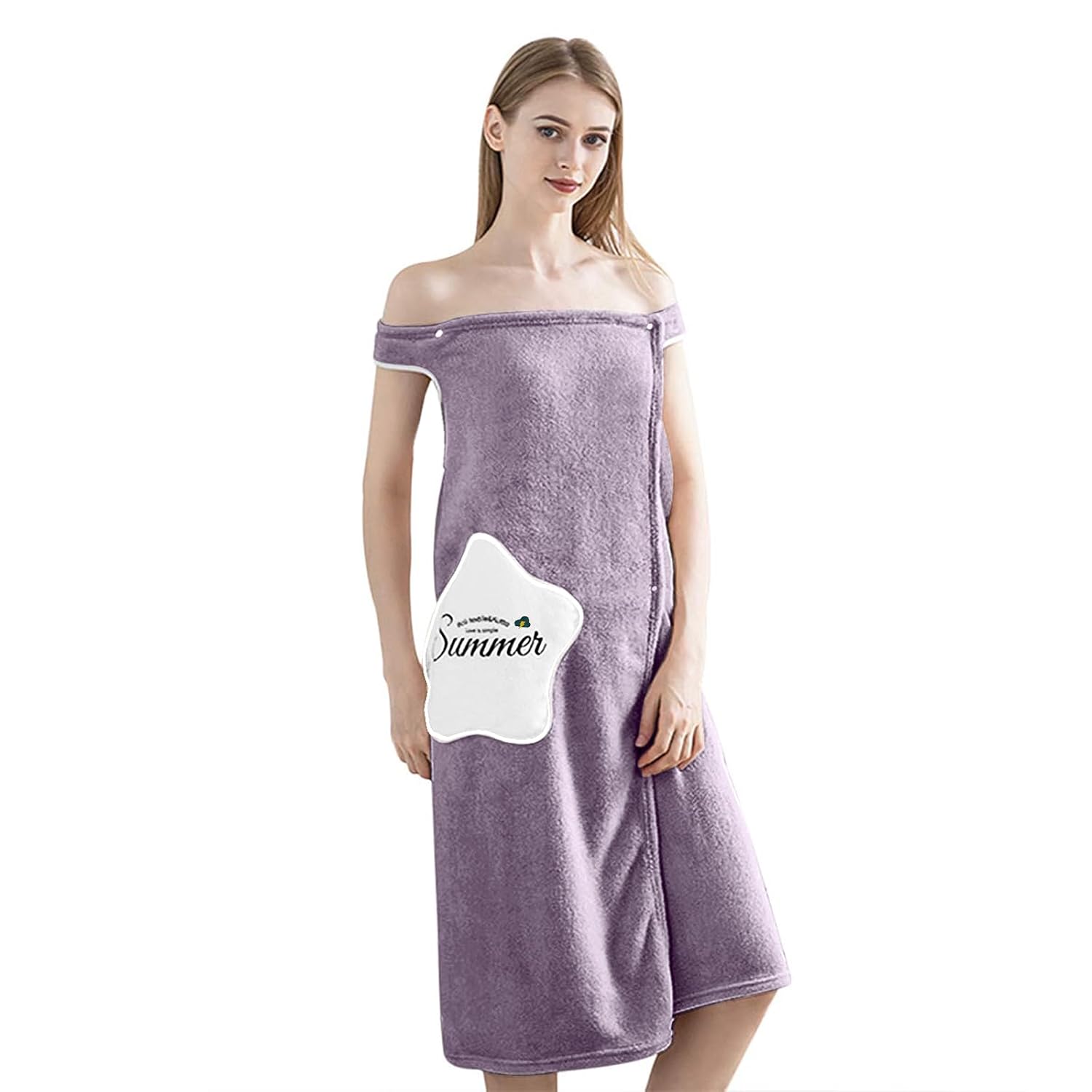 HOUSSE Wearable Spa Bath Towel for Women | Soft, Cozy Wrap with Snap Closure | 110 x 140 cms