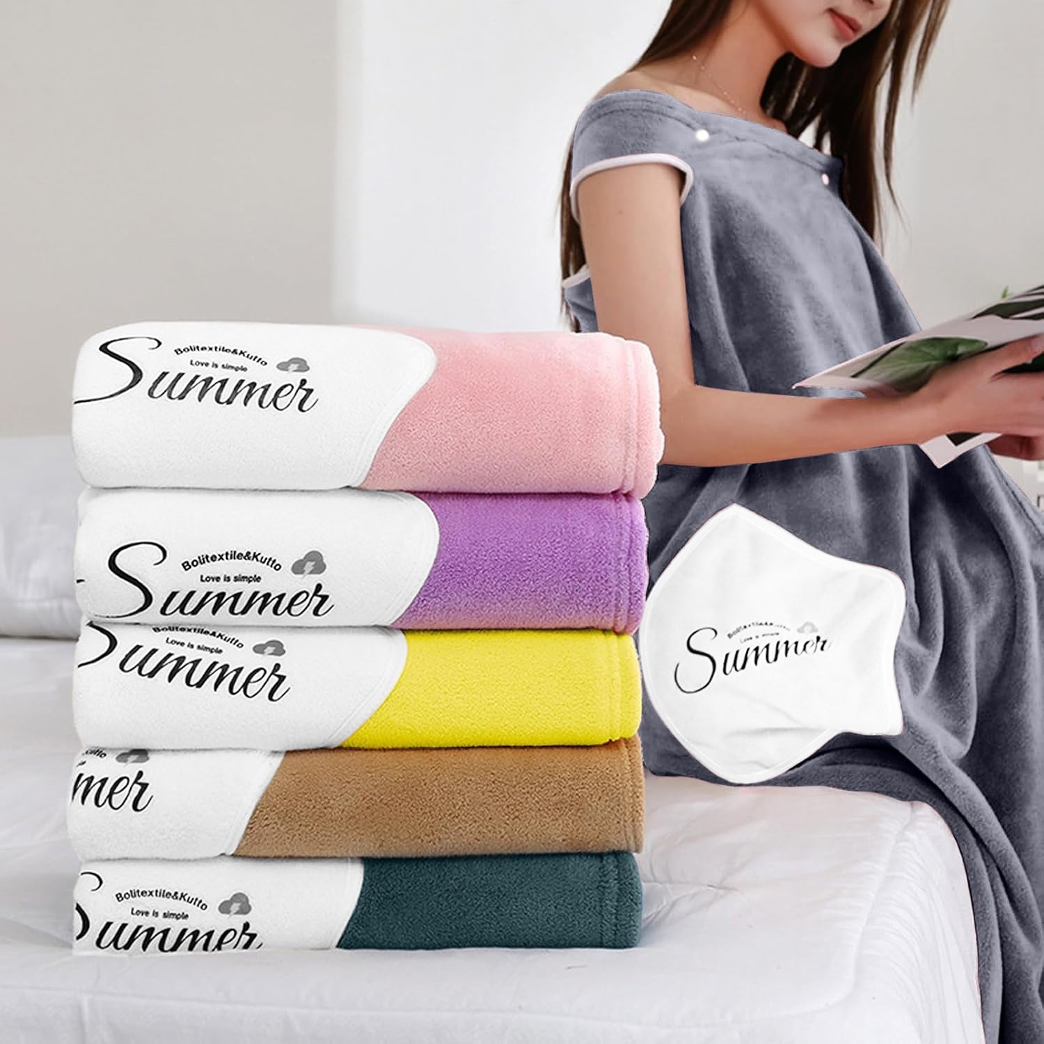 HOUSSE Wearable Spa Bath Towel for Women | Soft, Cozy Wrap with Snap Closure | 110 x 140 cms